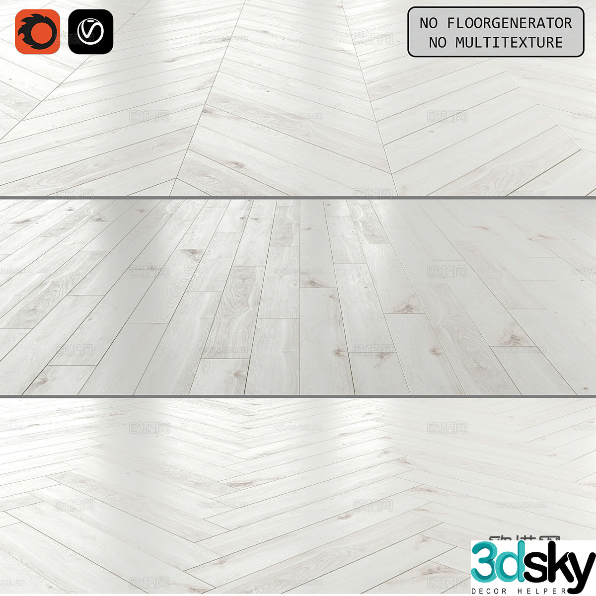 Simple wooden floor white wooden floor fish bone shop herringbone shop I-shaped shop matte wooden floor 3d model