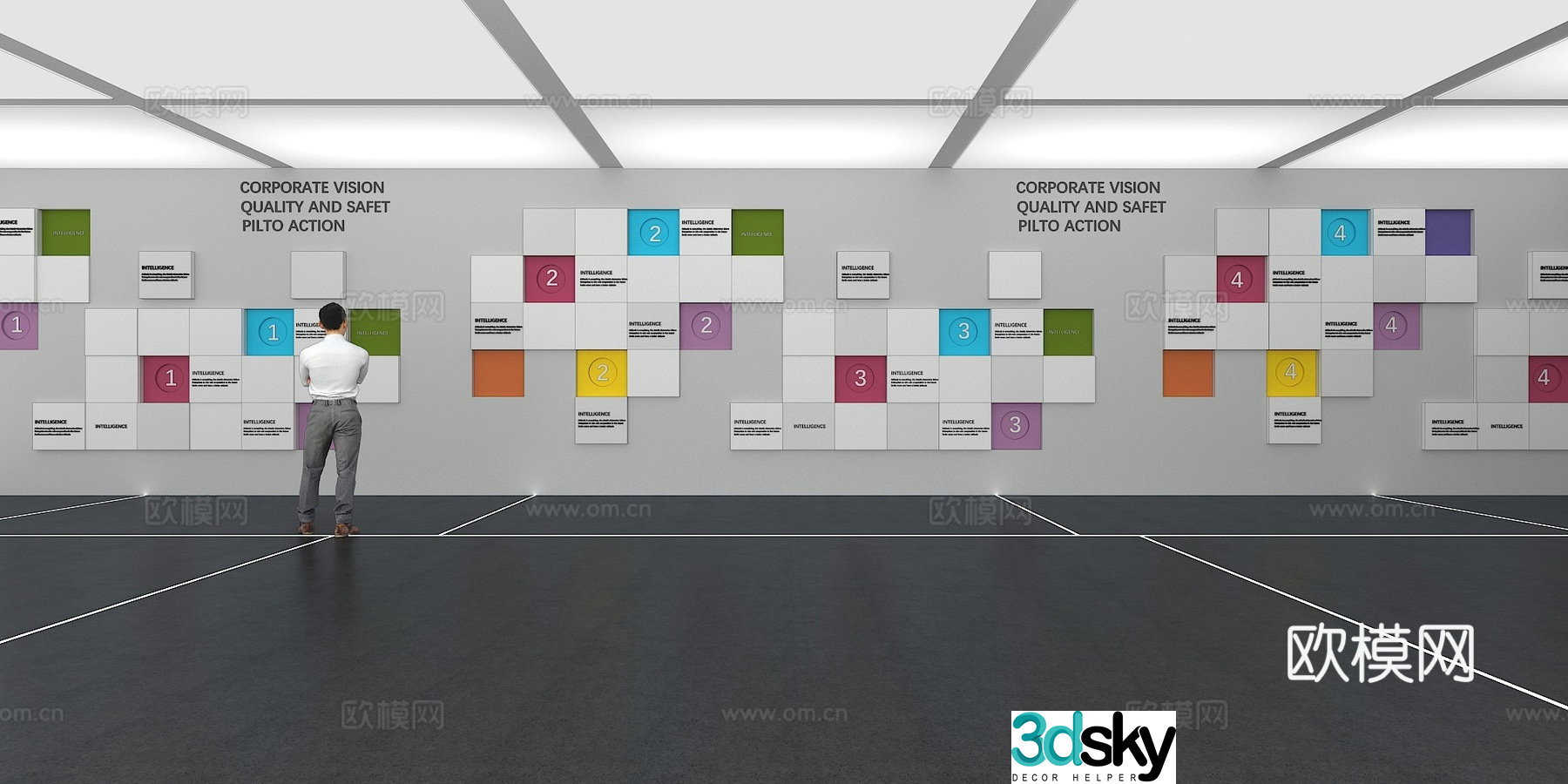 Cultural wall Corporate culture wall Display wall Classroom Exhibition hall Campus culture Corridor 3D model