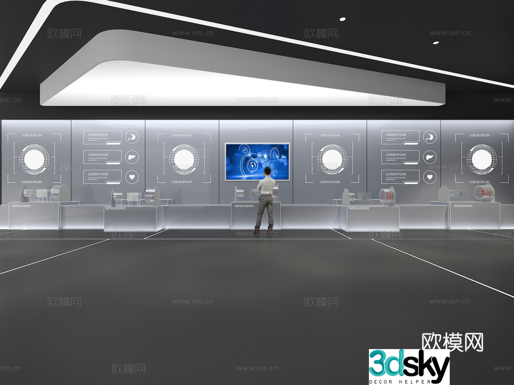 Cultural wall Corporate culture wall Display wall Theme wall Exhibition hall Campus culture Corridor 3D model