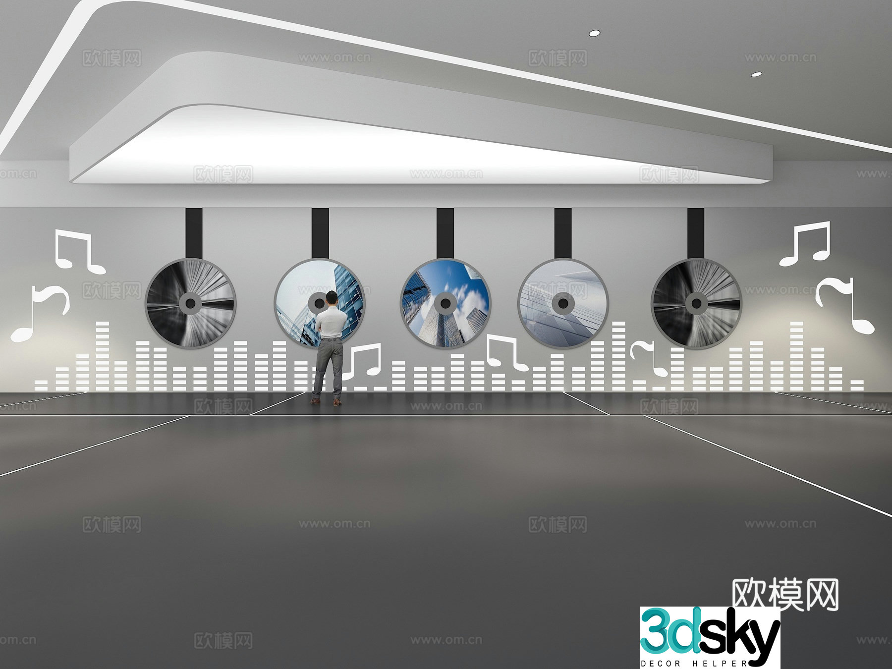 Cultural wall Music culture wall Display wall Classroom Exhibition hall Campus culture Corridor 3D model