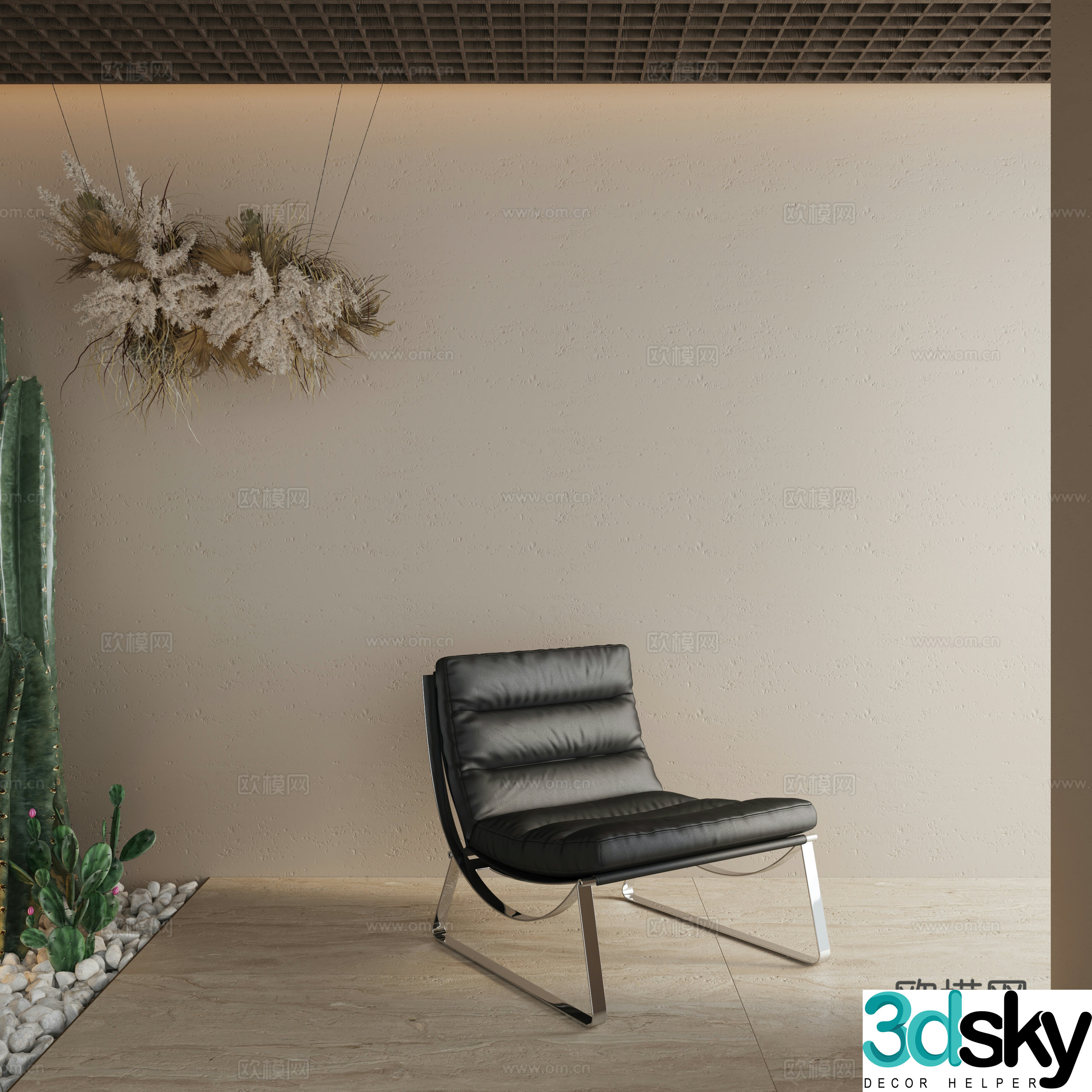 Leisure chair single chair leather chair 3d model