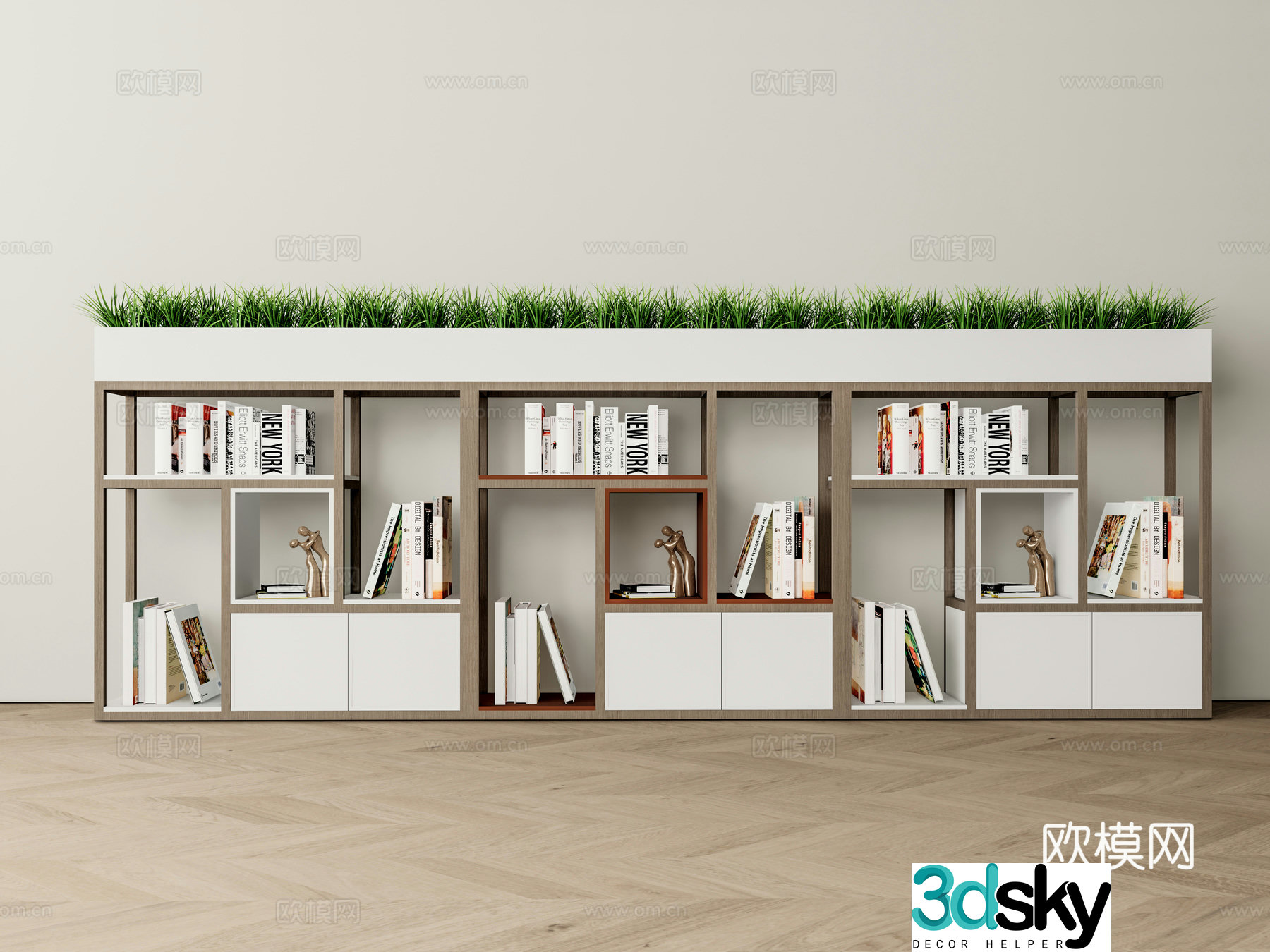 Modern office bookcase low bookcase 3d model