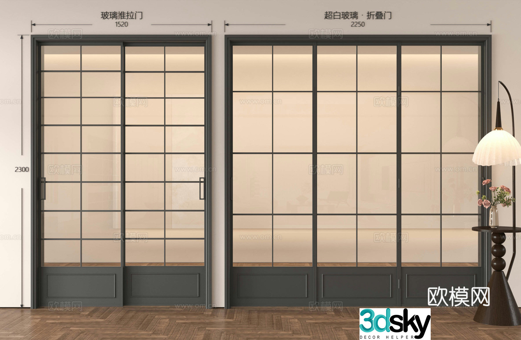 French medieval glass door folding door glass door sliding door balcony folding door kitchen folding 3D model