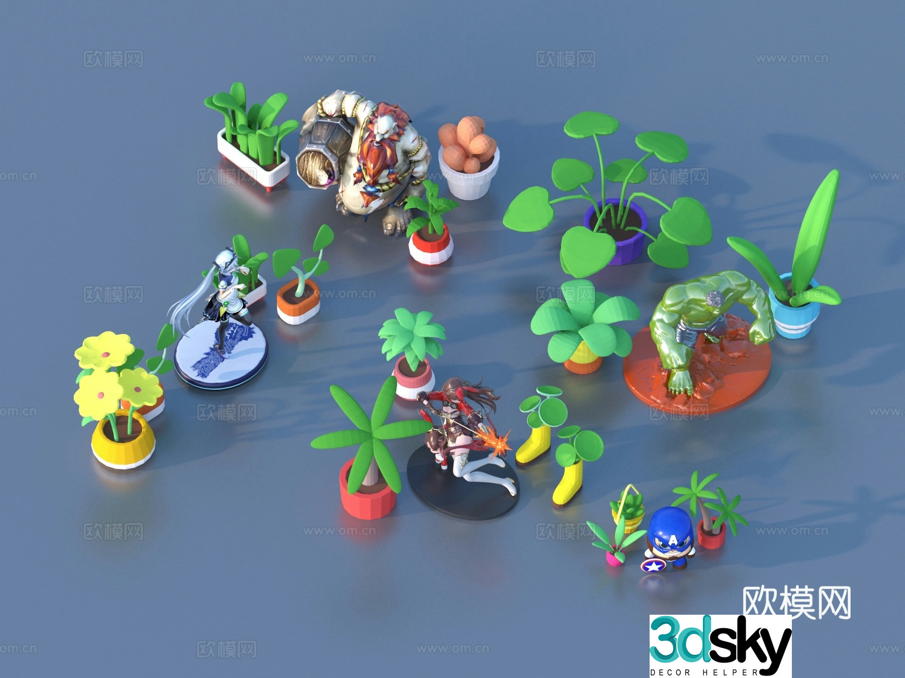 Cartoon toys ornaments sketch 3d model