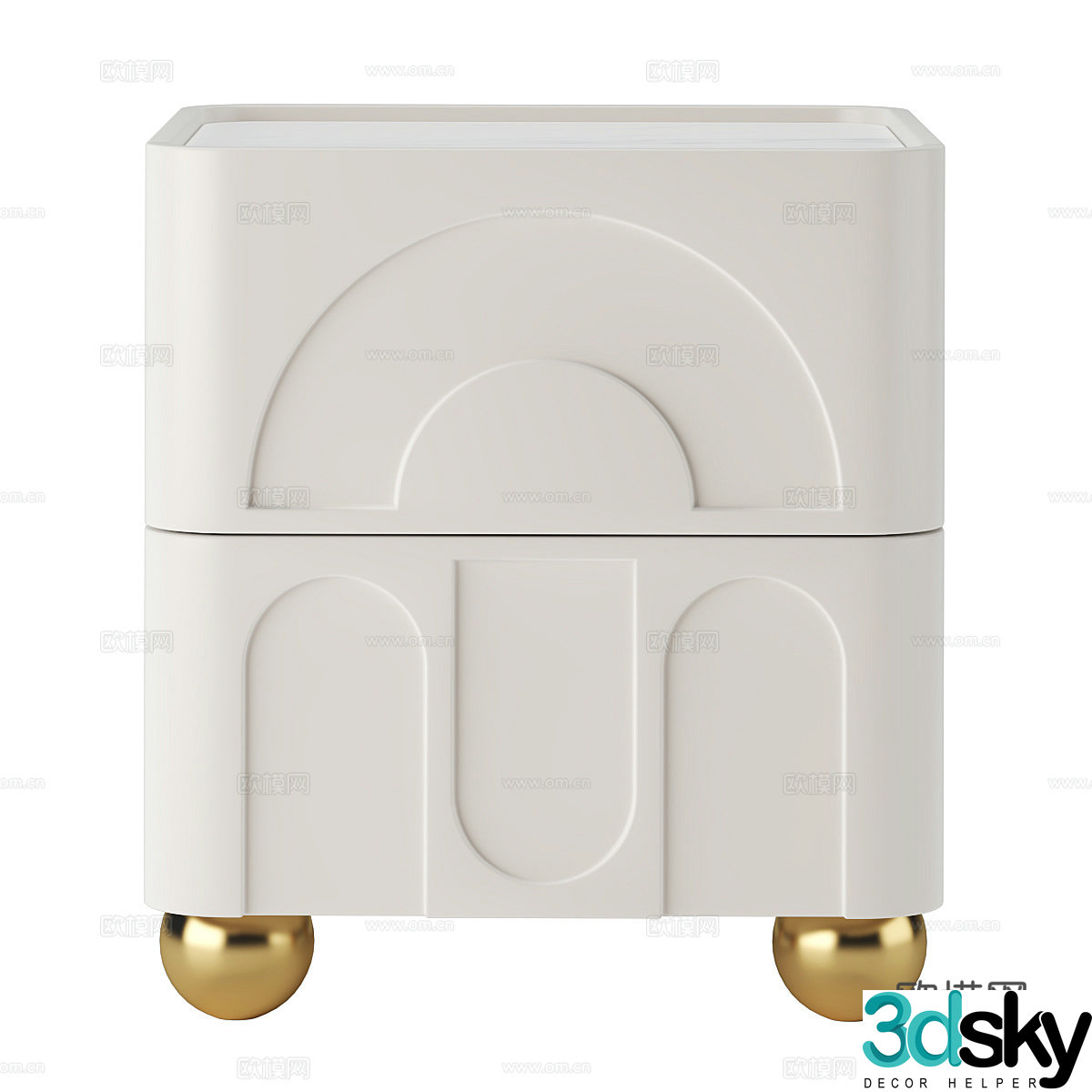 Modern creamy nightstand 3d model