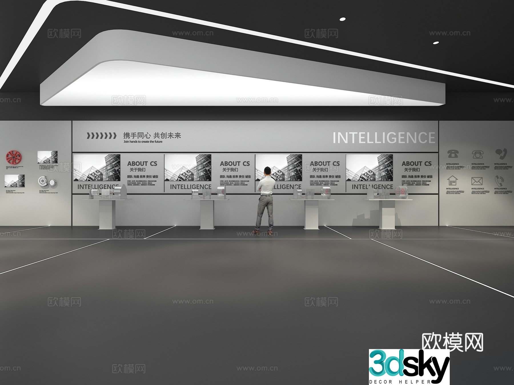 Cultural wall Corporate culture wall Display wall Theme wall Exhibition hall Campus culture Corridor 3D model