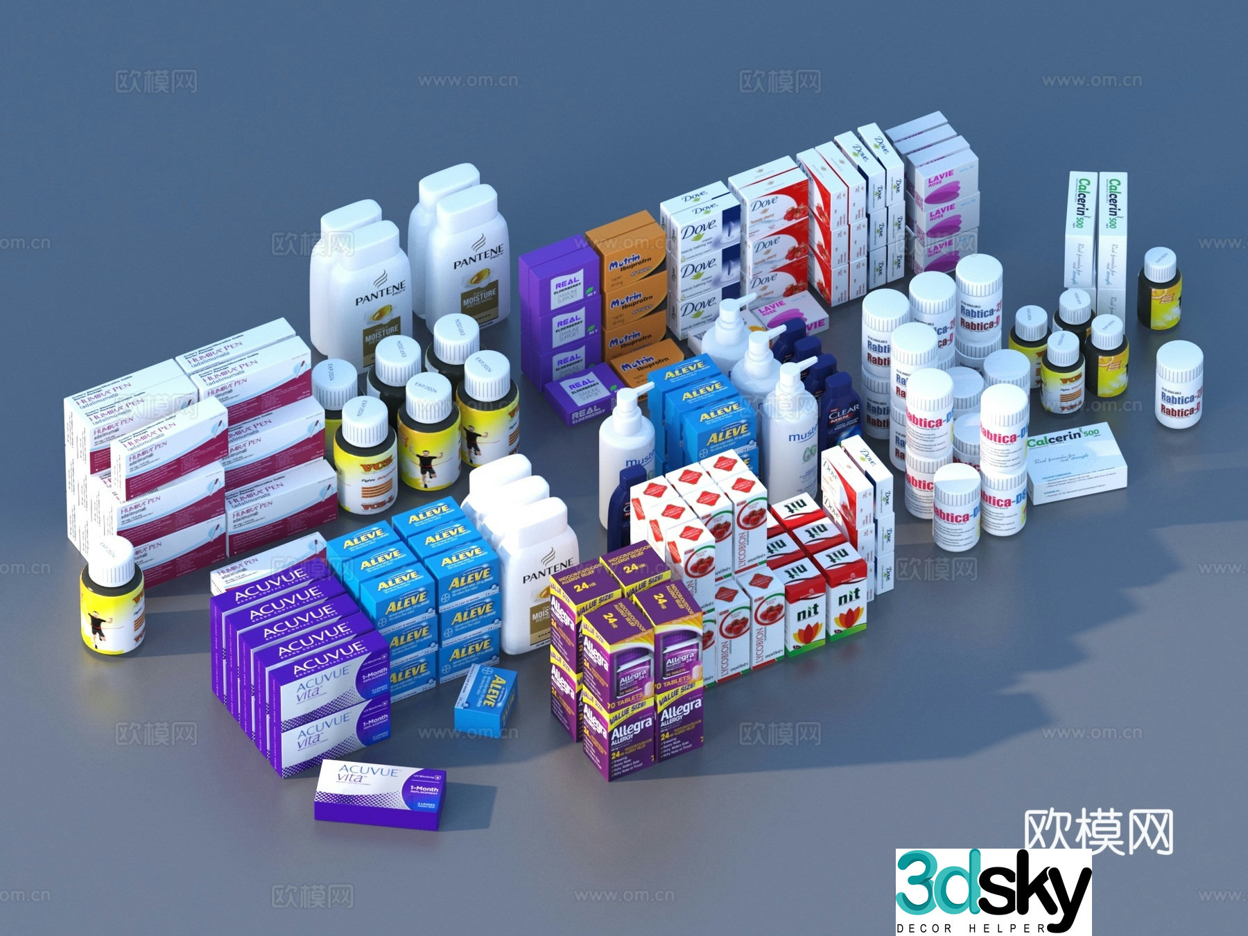 Cosmetics Pill Boxes Supermarket Products Daily necessities 3D Model