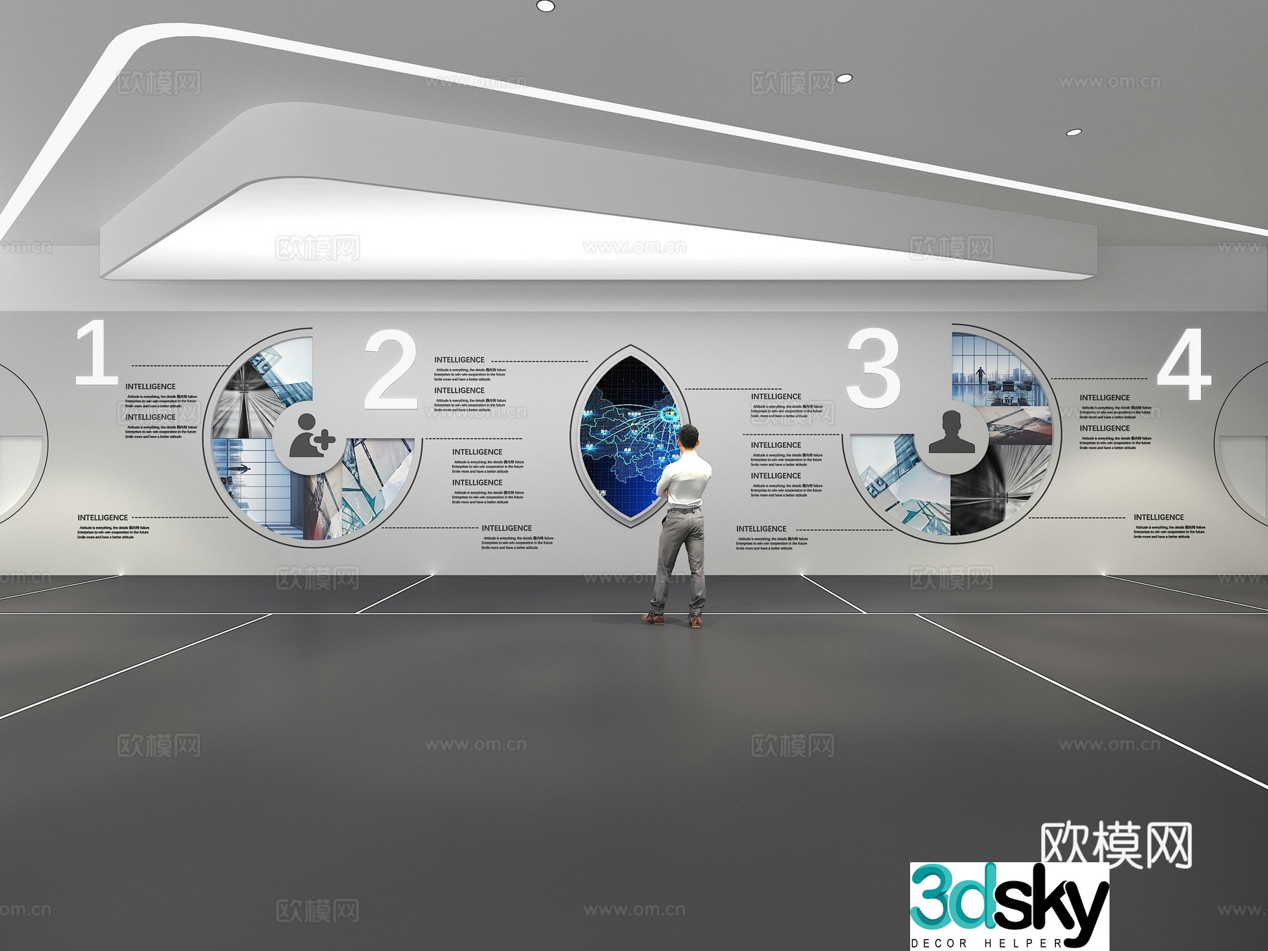 Cultural wall Corporate culture wall Display wall Theme wall Exhibition hall Campus culture Corridor 3D model