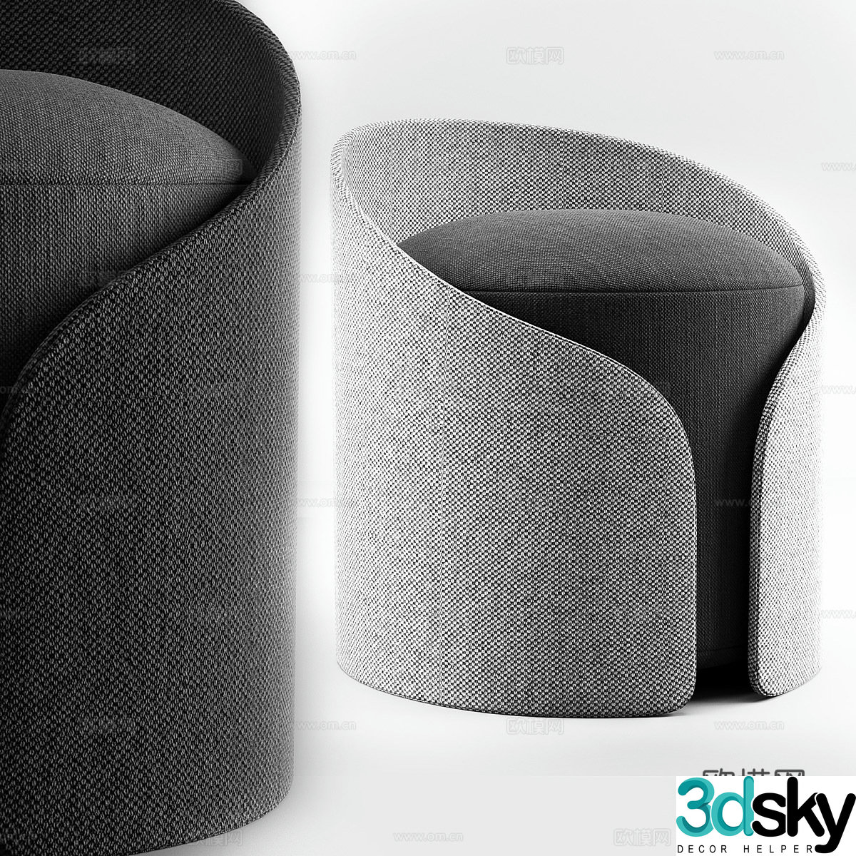 Fabric sofa stool low stool dressing stool shoe changing stool footstool round stool 3D model