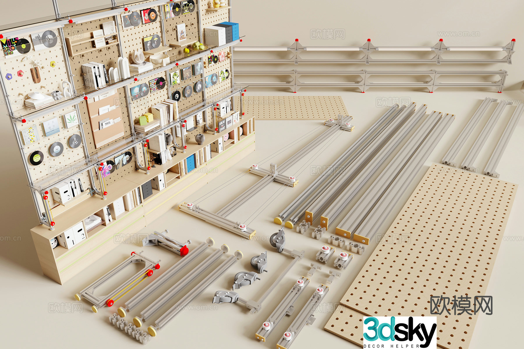 Aluminum profile rack 3D model