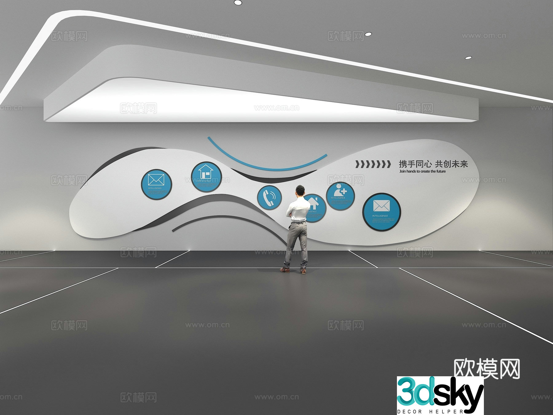 Cultural wall Corporate culture wall Display wall Theme wall Exhibition hall Campus culture Corridor 3D model
