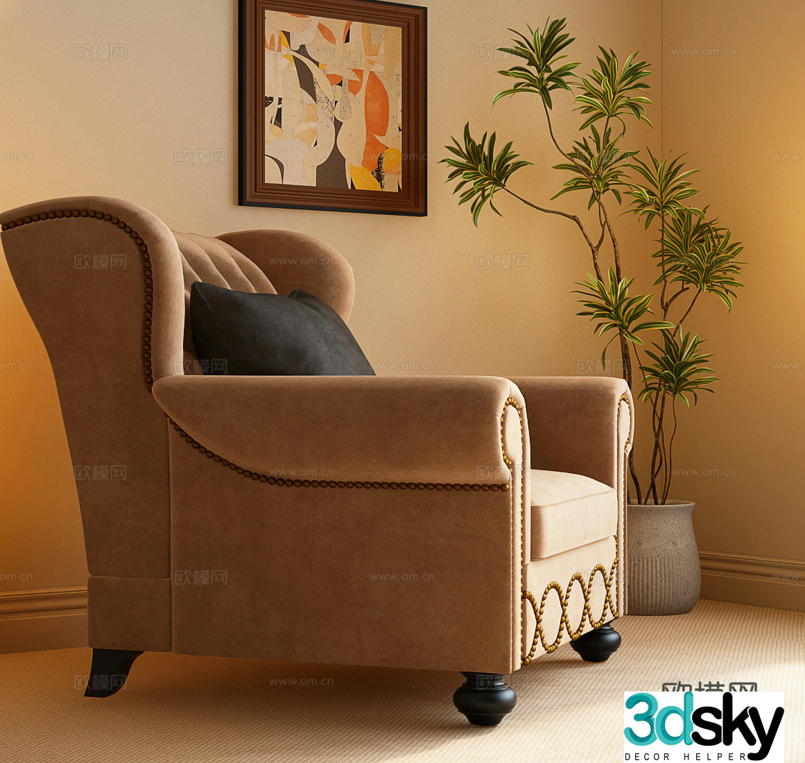 American single sofa European single sofa 3D model
