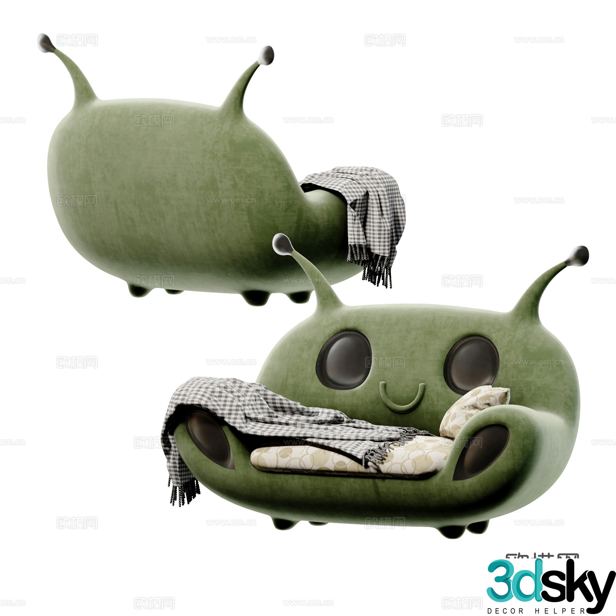 Modern children’s cartoon shaped sofa 3d model