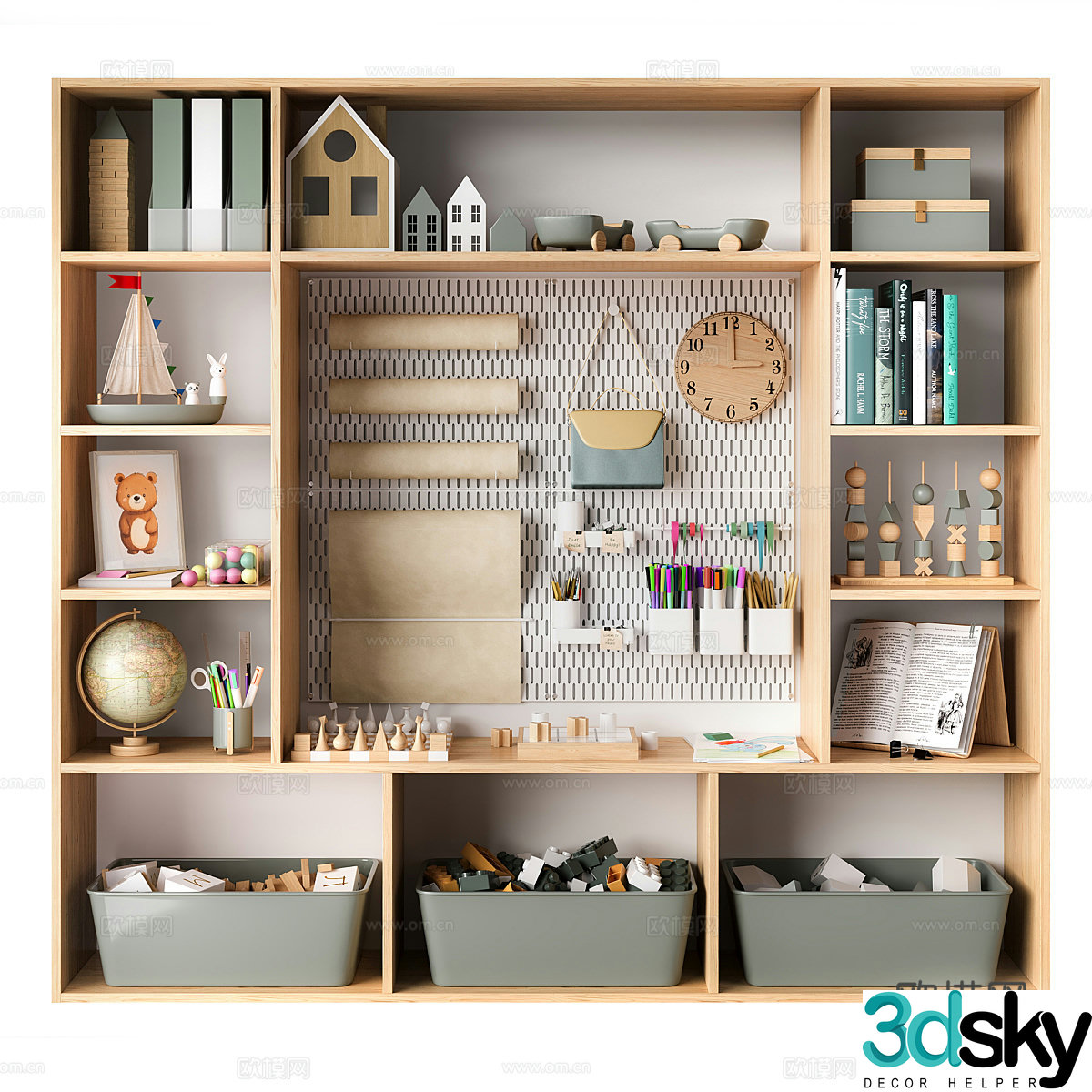 Modern children’s bookcase toy storage cabinet 3d model