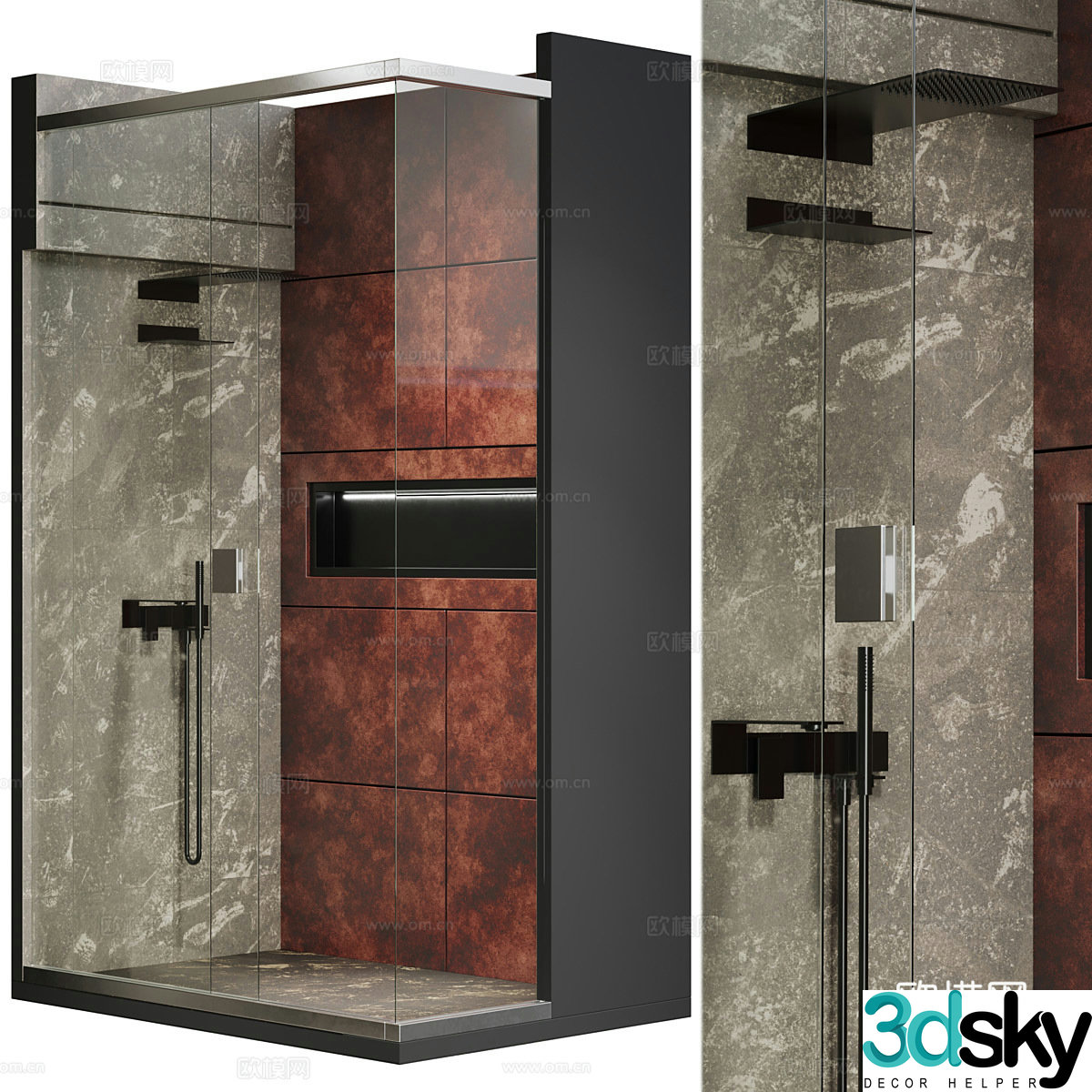 Modern Italian shower room 3d model