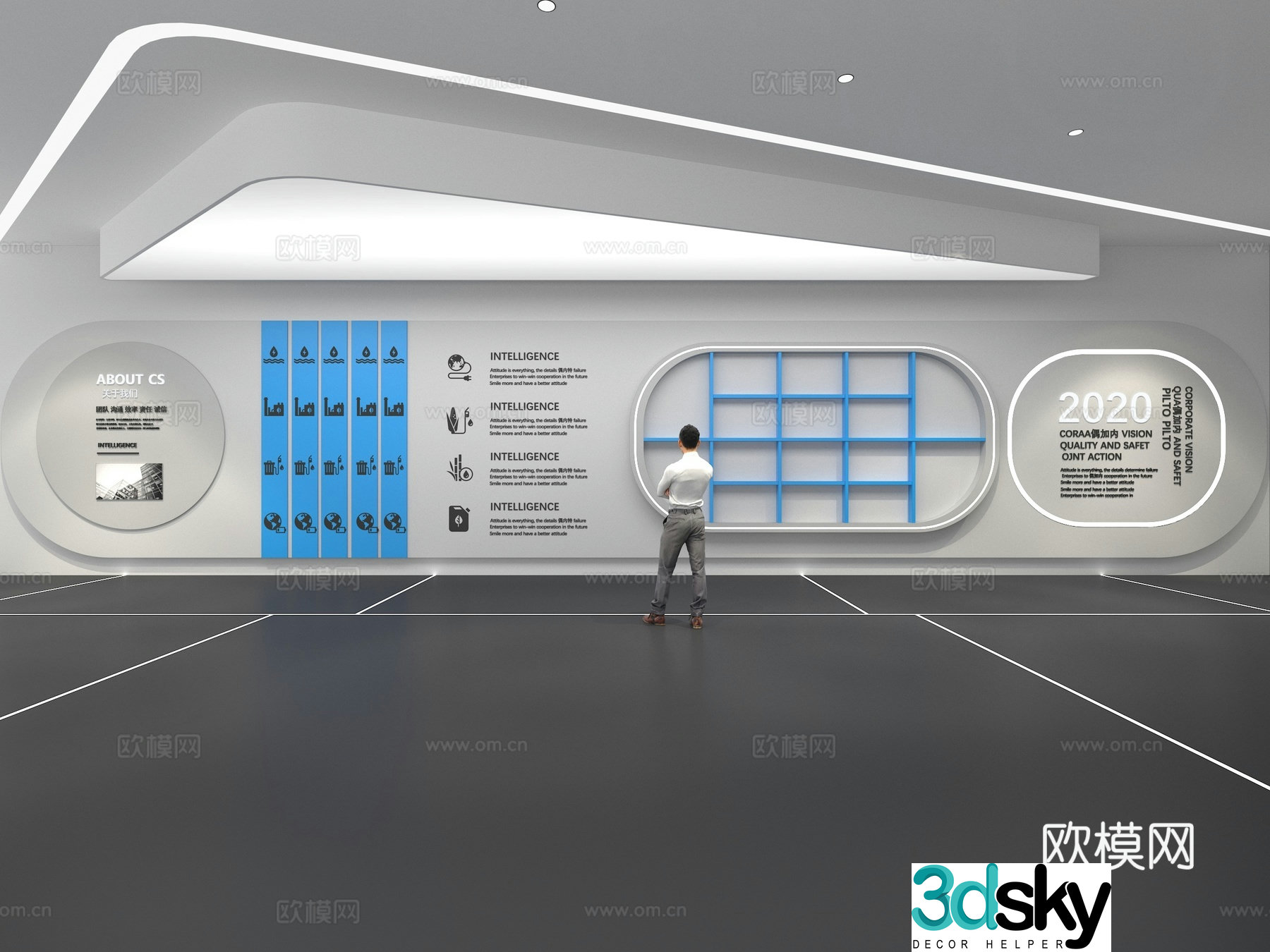 Cultural wall Corporate culture wall Display wall Theme wall Exhibition hall Campus culture Corridor 3D model