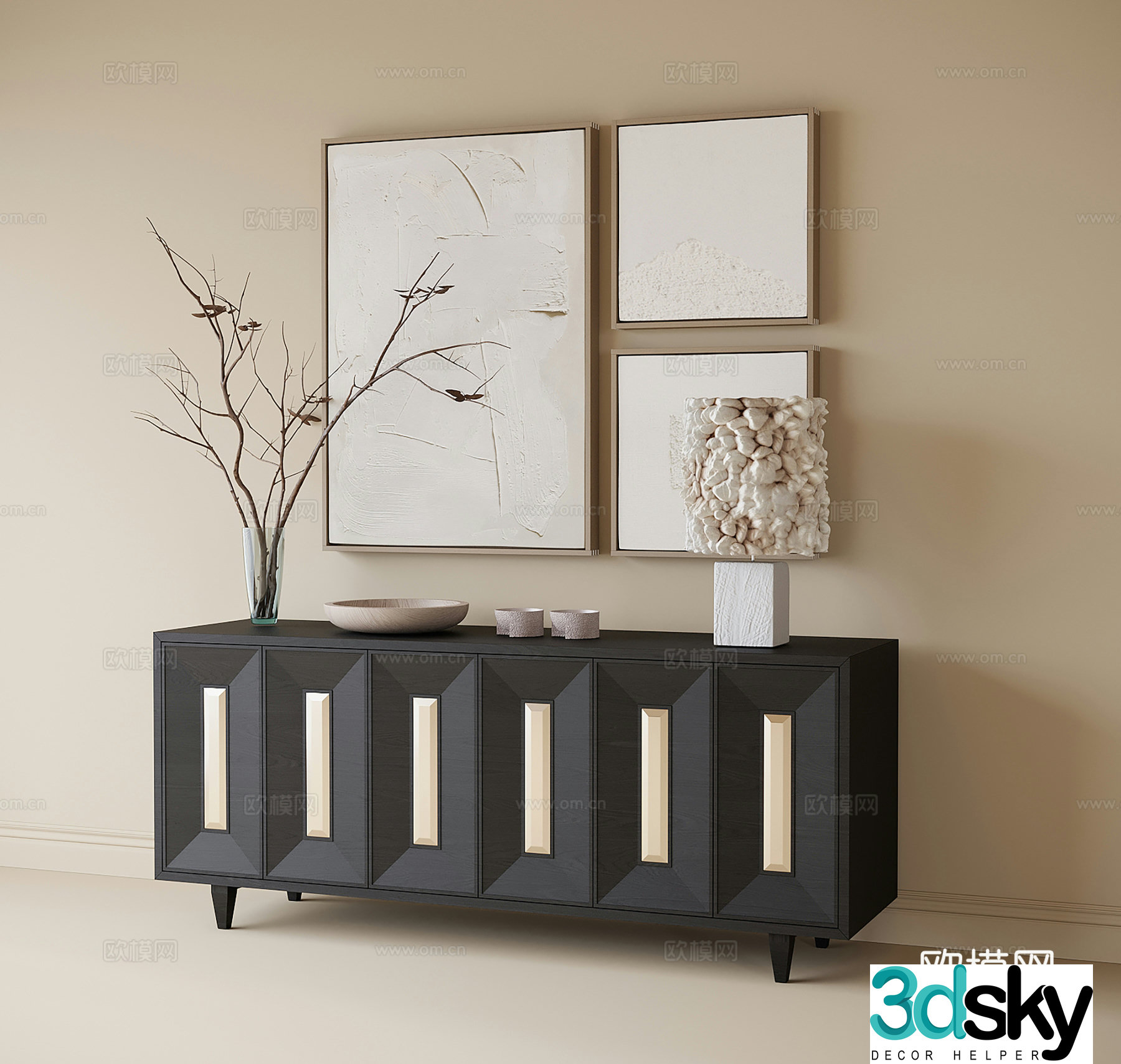 Modern porch cabinet side cabinet 3D model