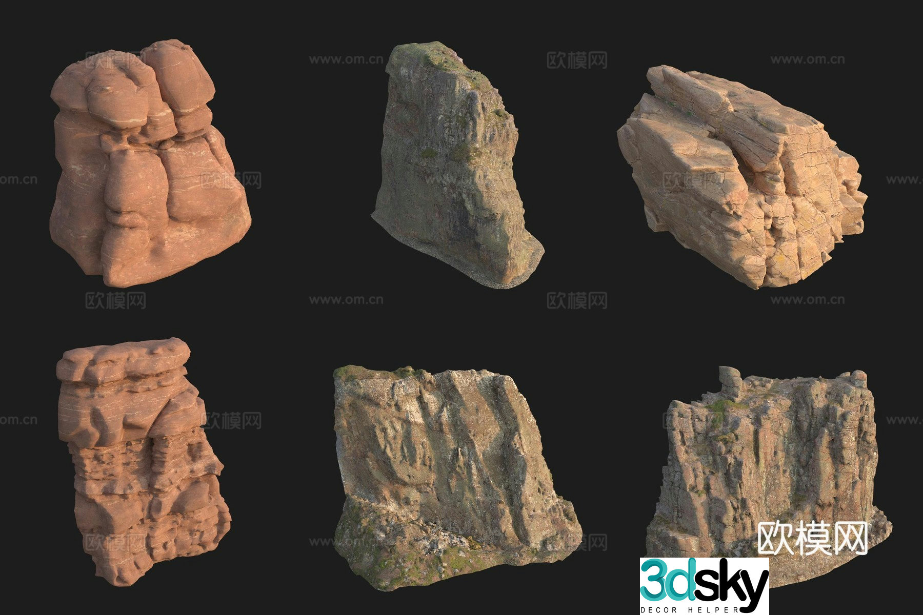 Cliff Big Stone Rock Boulder 3D Model