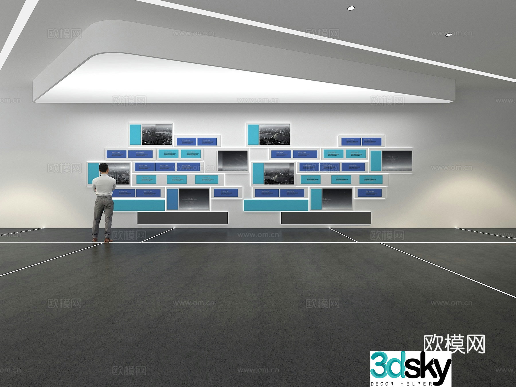 Cultural wall Corporate culture wall Display wall Theme wall Exhibition hall Campus culture Corridor 3D model