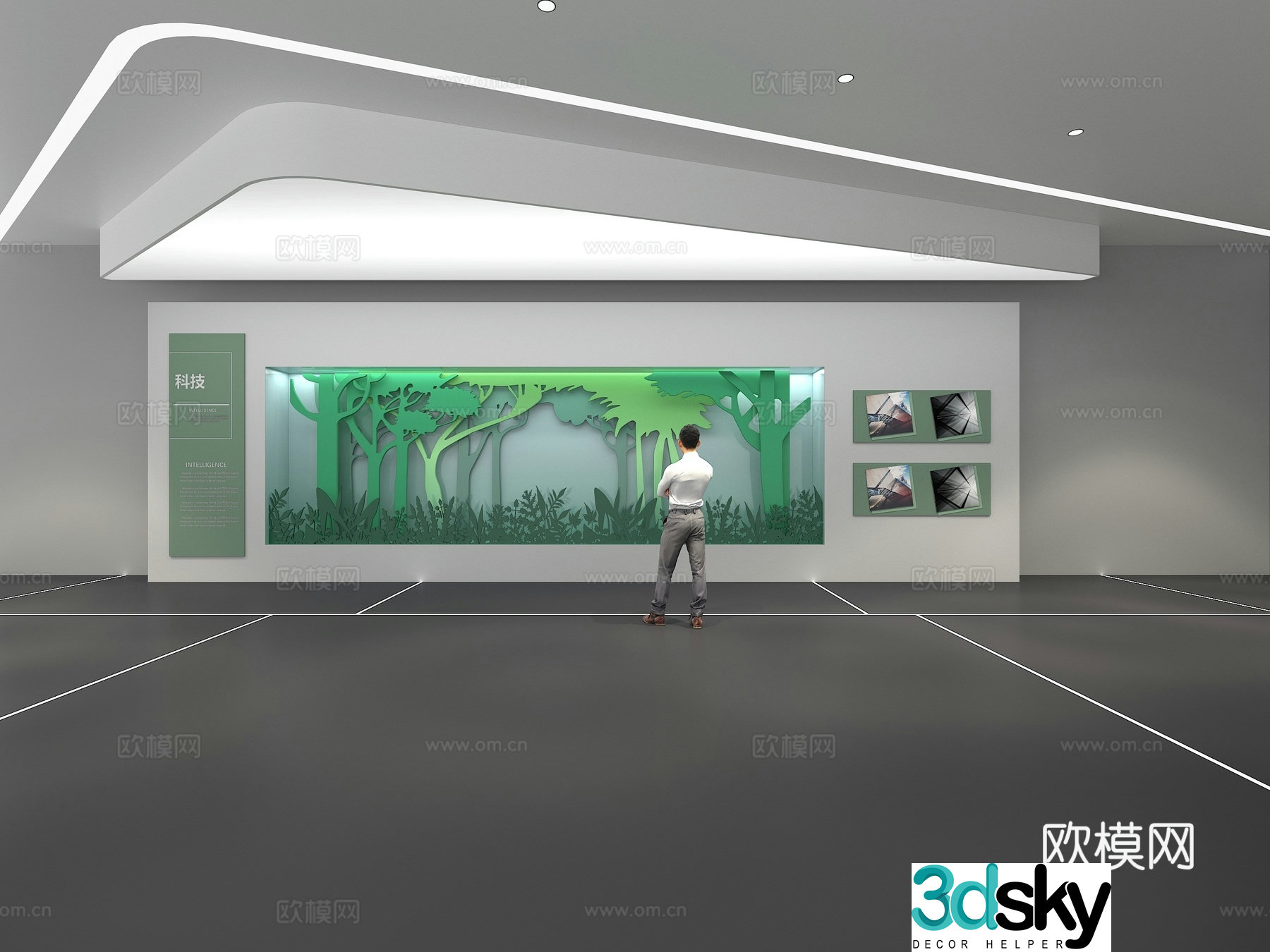Cultural wall Corporate culture wall Display wall Theme wall Exhibition hall Campus culture Corridor 3D model