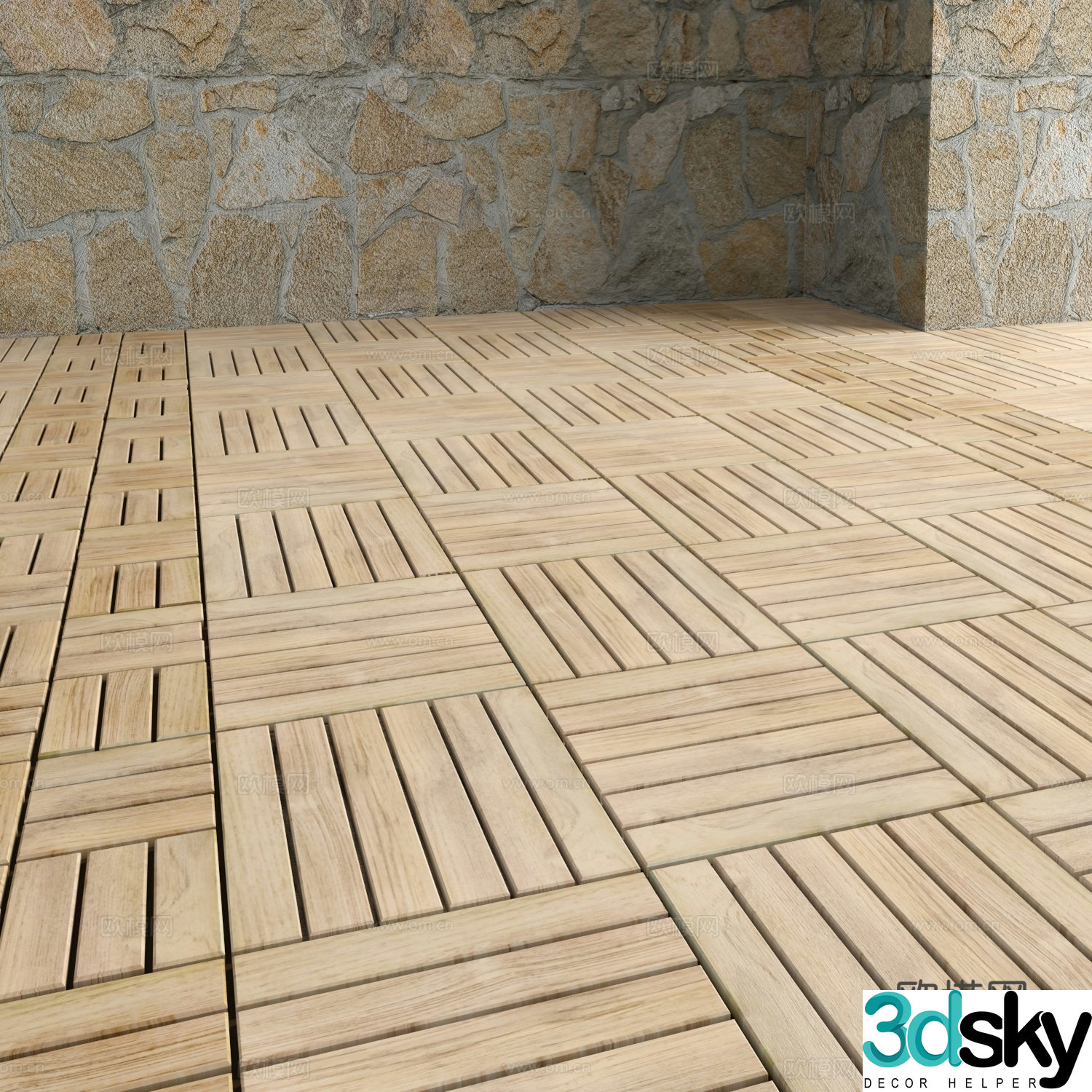 Wasabi Wood Floor Solid Wood Floor Tiles Wood Grain Brick Art Floor Decorative Wood Floor Garden Wood 3D Model