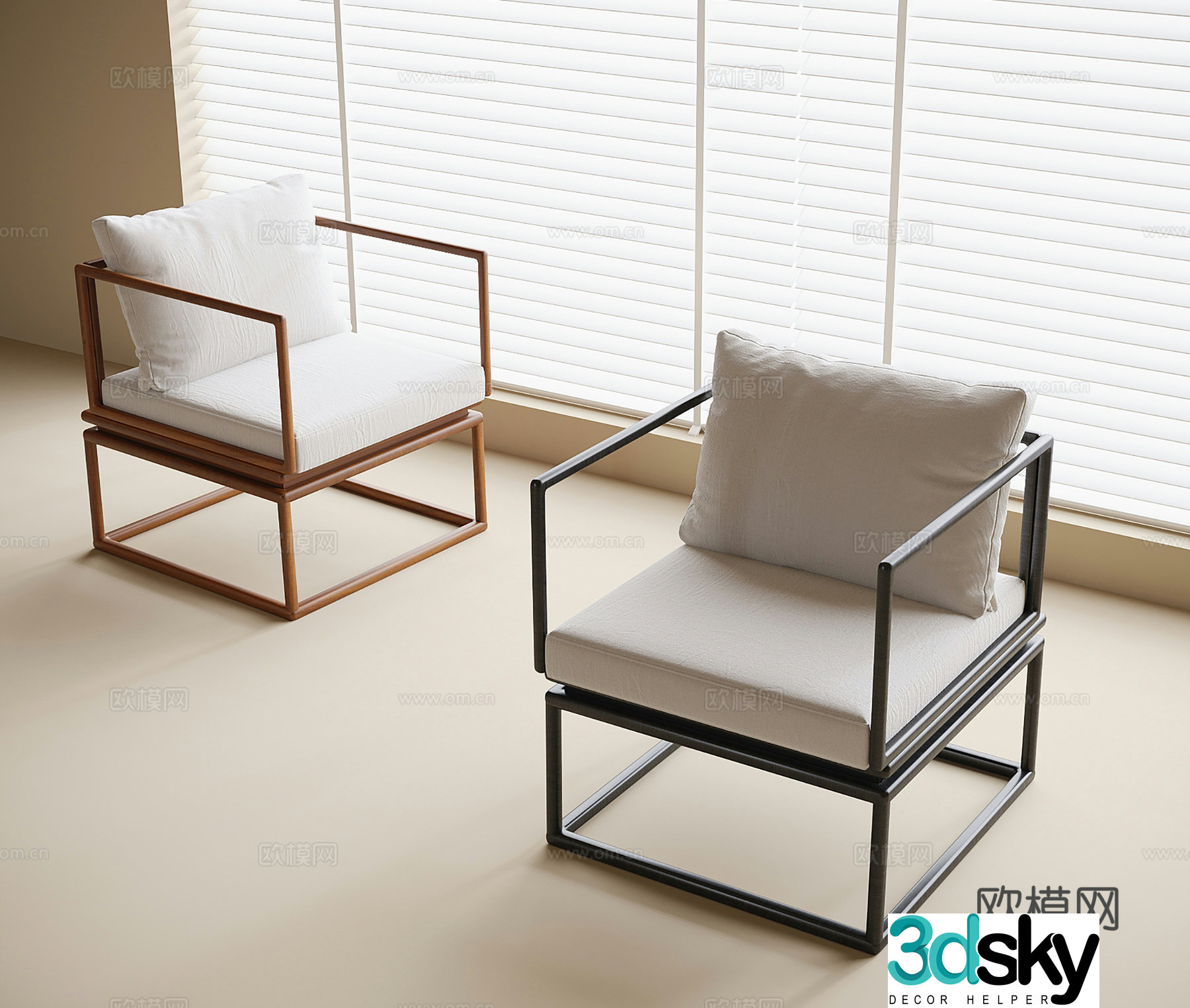 Modern single chair casual chair dining chair tea chair 3d model