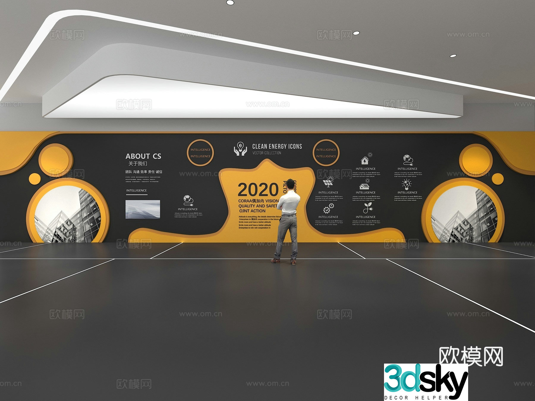 Cultural wall Corporate culture wall Display wall Theme wall Exhibition hall Campus culture Corridor 3D model