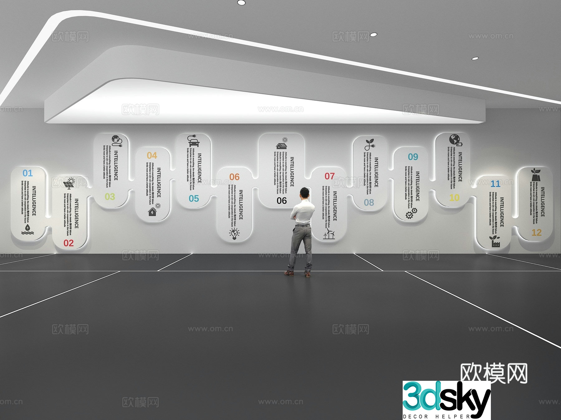 Cultural wall Corporate culture wall Education Theme wall Exhibition hall Campus culture Corridor 3D model
