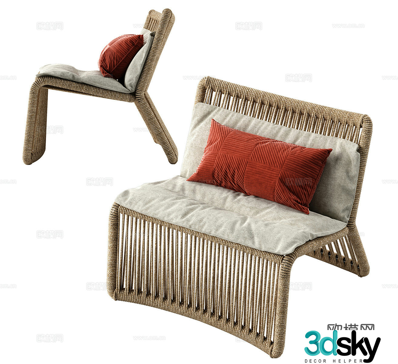 Wasabi style leisure chair Wasabi style leisure chair B&B single chair Rattan single chair Rattan single chair Rattan casual chair Garden 3D model