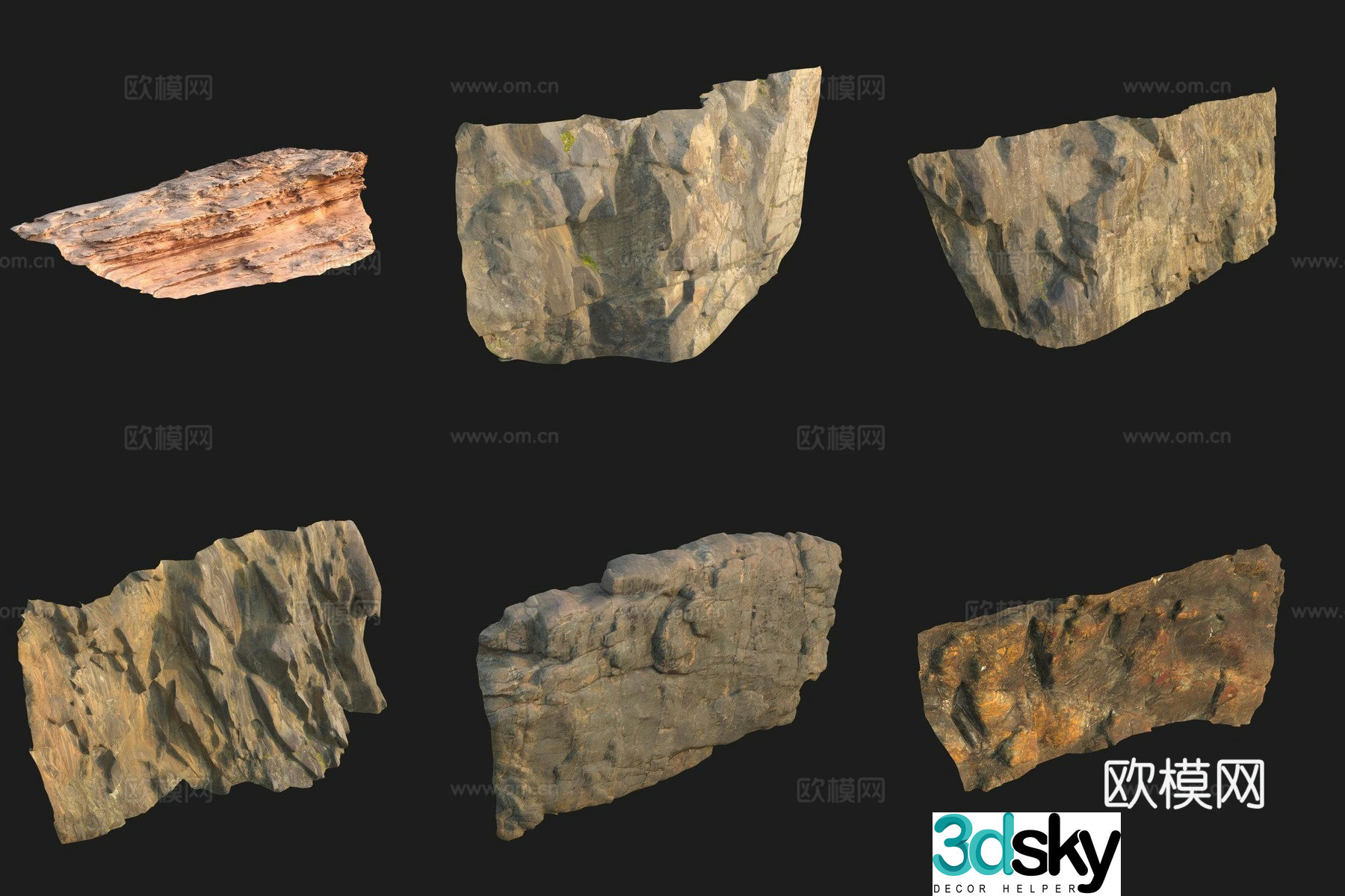 Cliff stone rock boulder 3d model