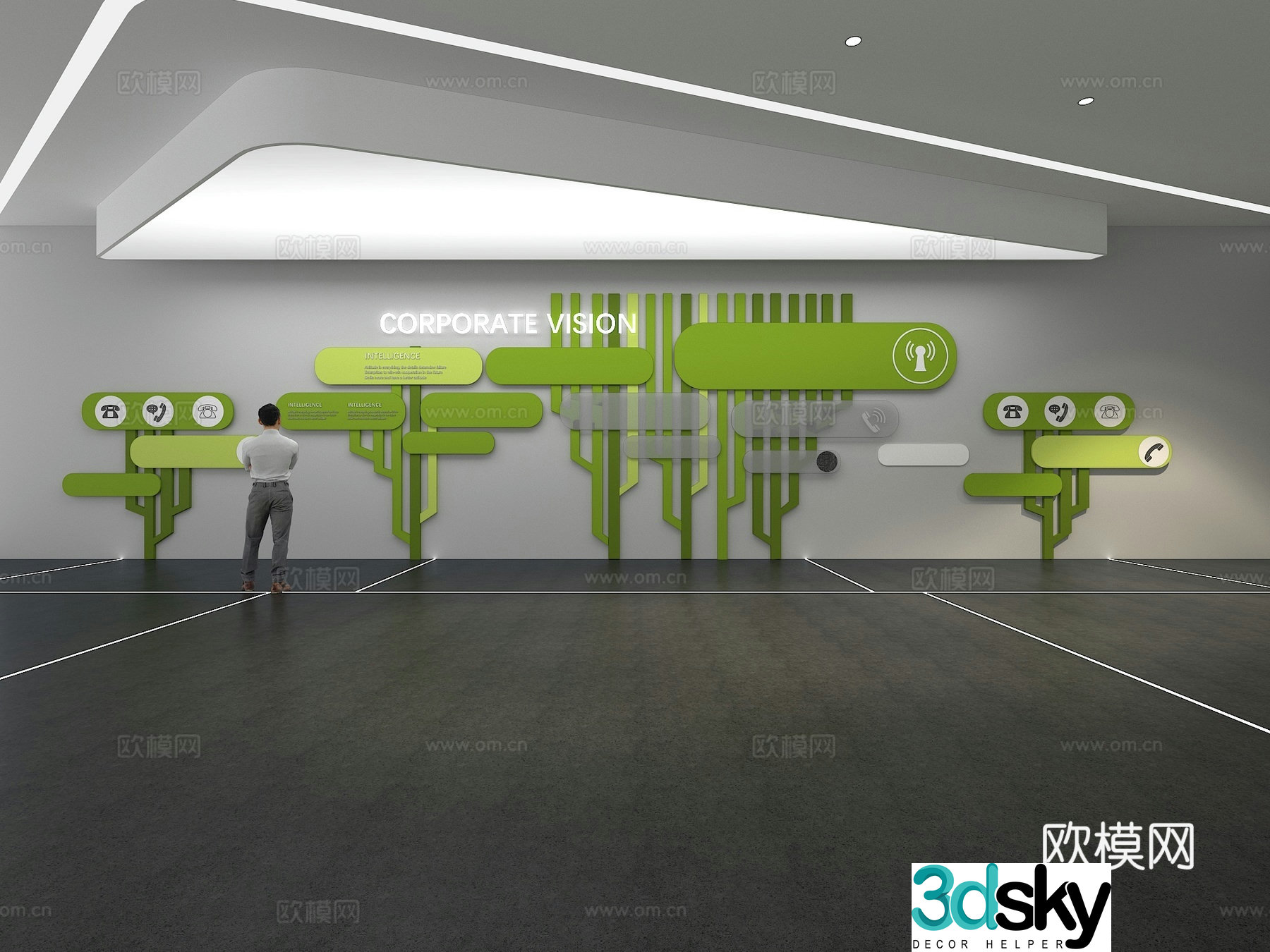 Cultural wall Corporate culture wall Display wall Classroom Exhibition hall Campus culture Corridor 3D model