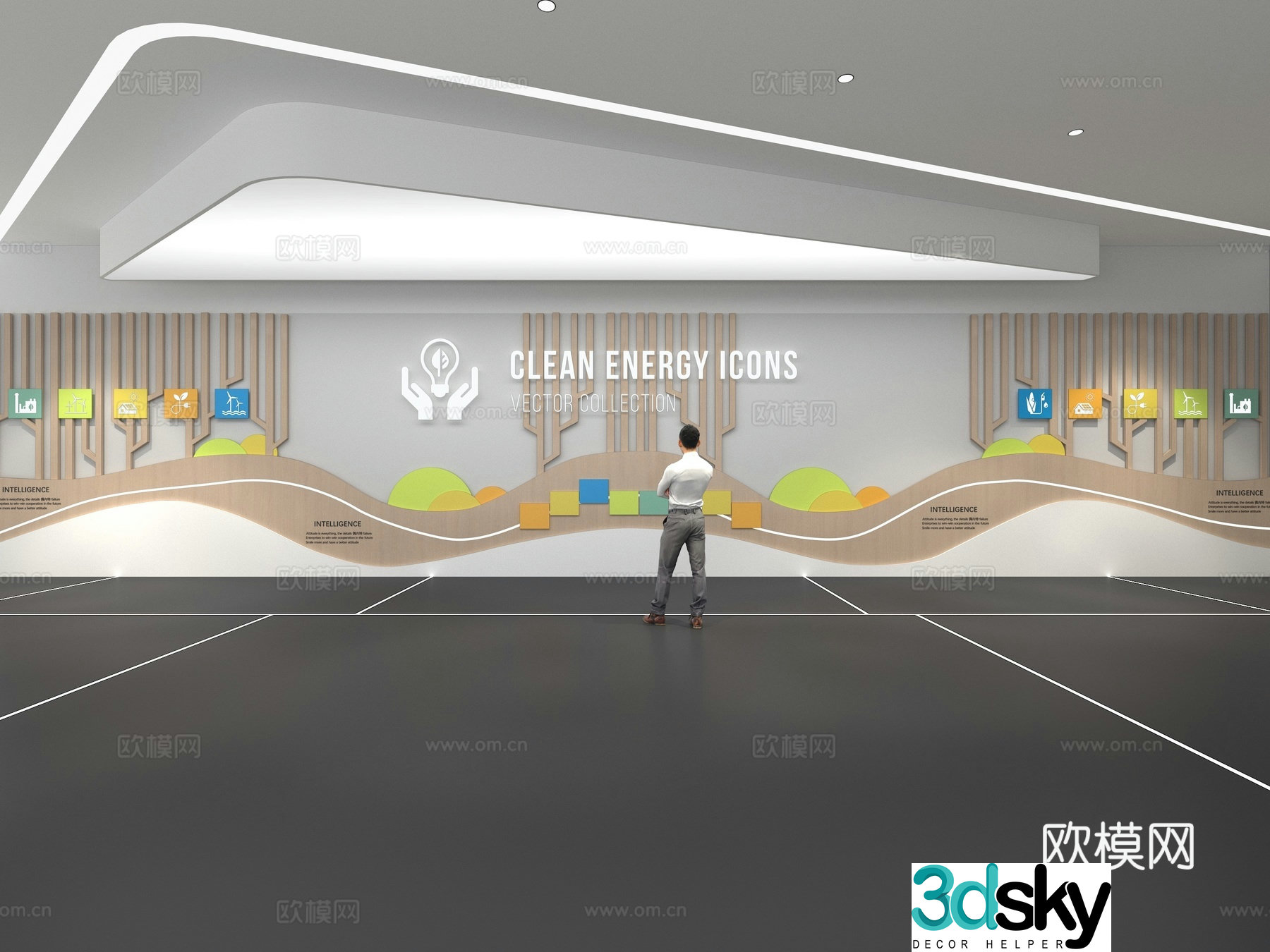 Cultural wall Children’s culture wall Education Theme wall Exhibition hall Campus culture Corridor 3D model