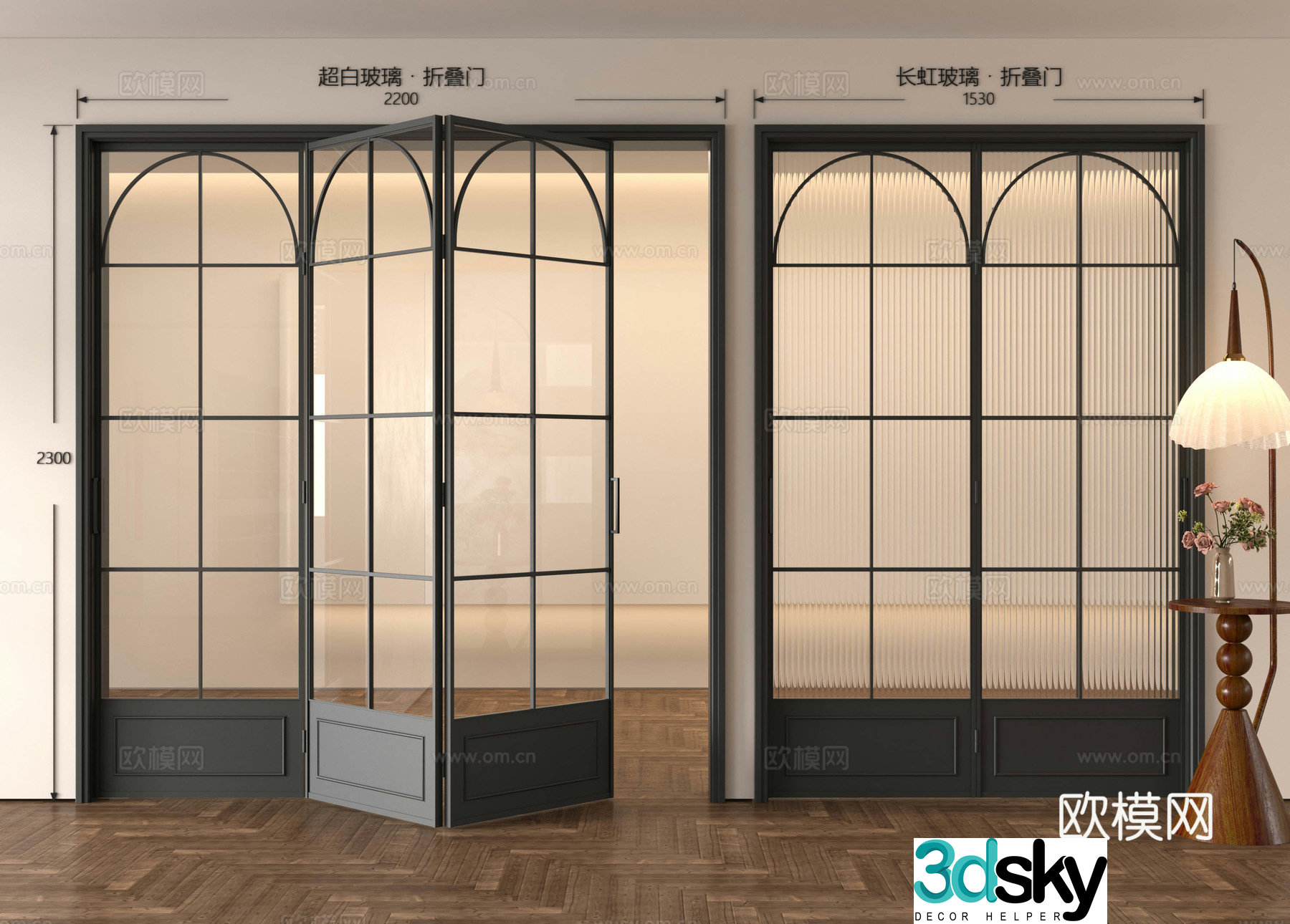 French medieval folding door Folding door Glass door Balcony folding door Kitchen folding door 3D model
