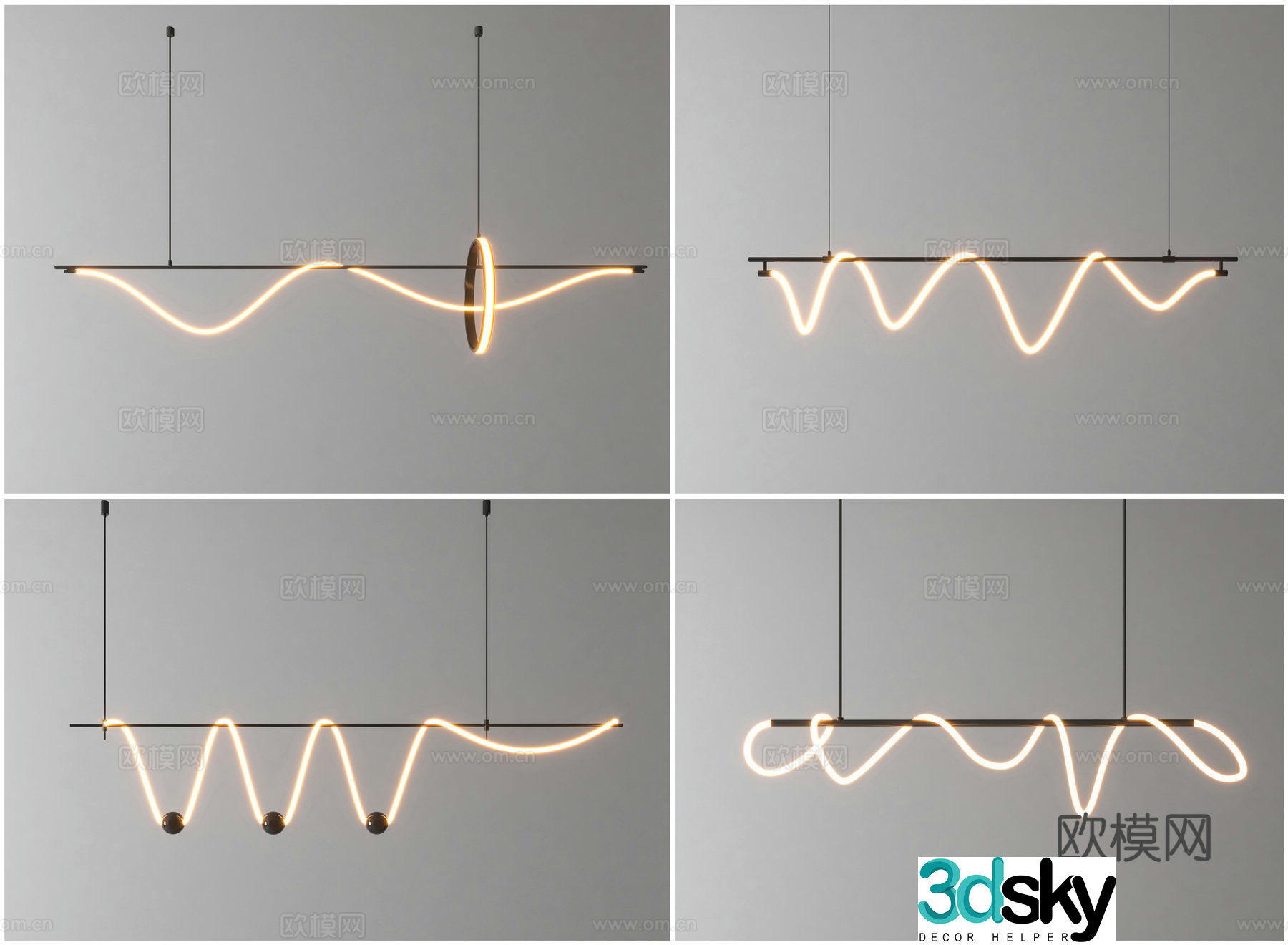 Light luxury creative chandeliers Simple household long chandeliers Modern simple restaurant chandeliers 3D model