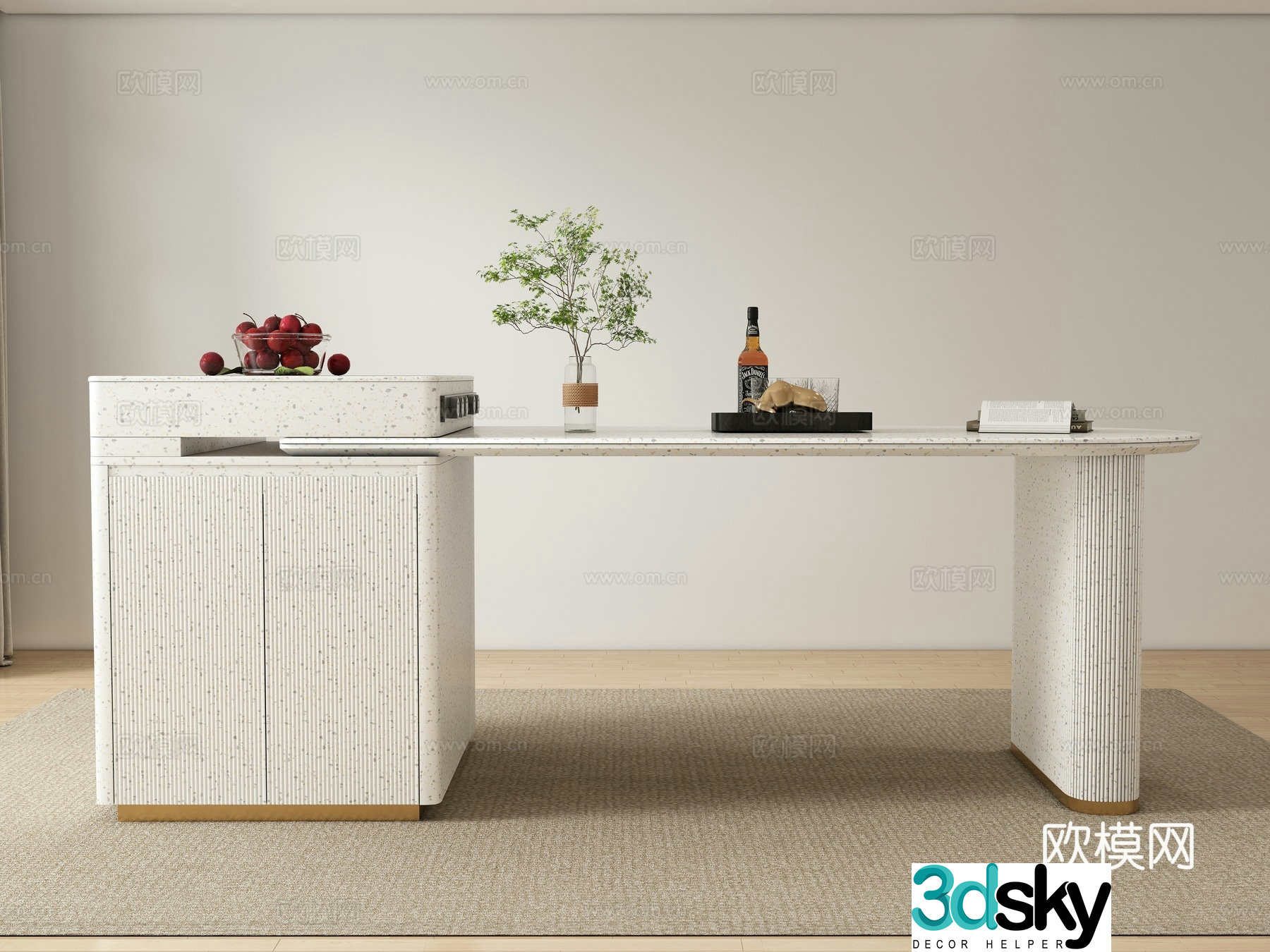 Modern Creamy Island Station 3D Model