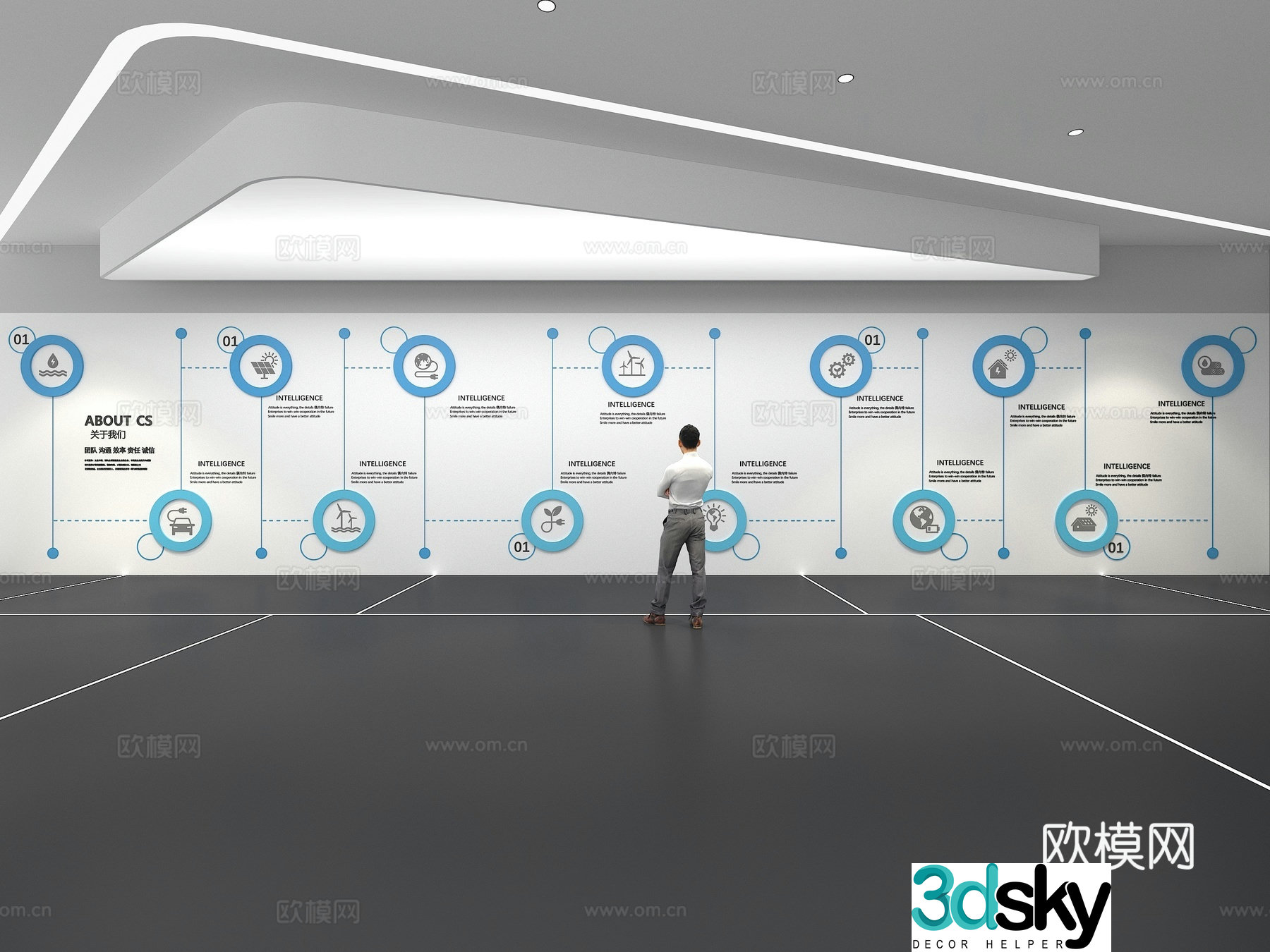 Cultural wall Corporate culture wall Education Theme wall Exhibition hall Campus culture Corridor 3D model
