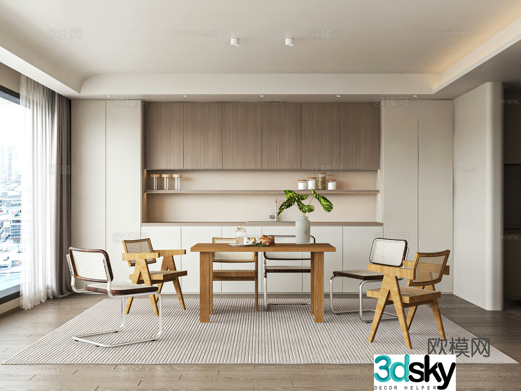 Modern style restaurant 3d model