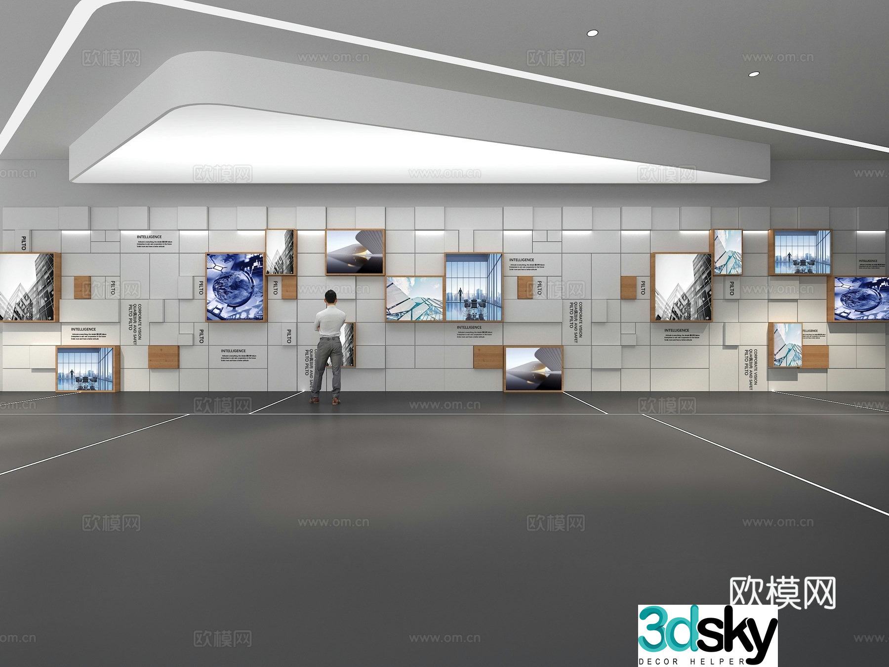Cultural wall Corporate culture wall Display wall Theme wall Exhibition hall Campus culture Corridor 3D model