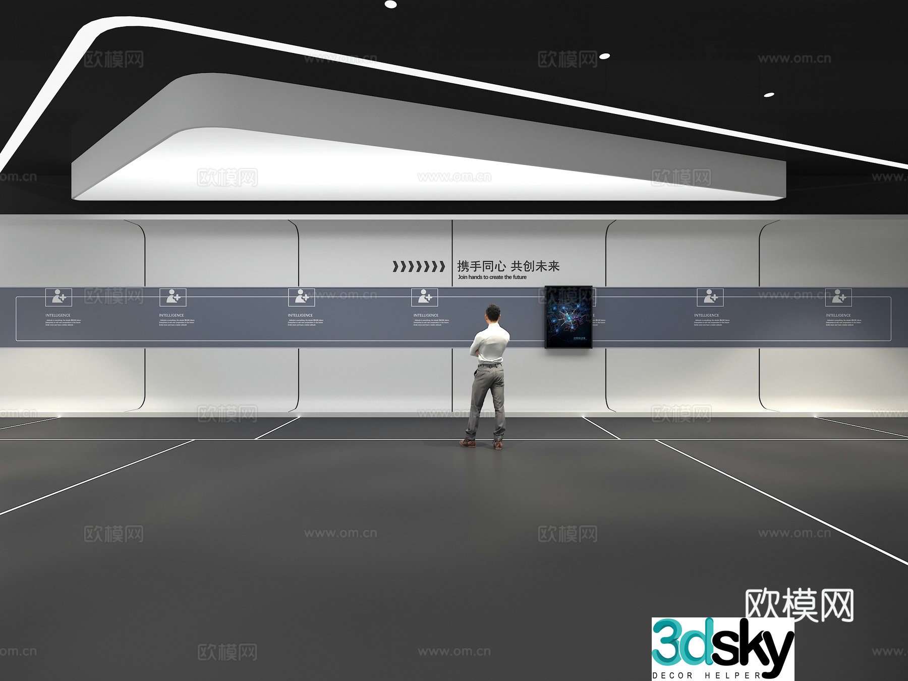 Cultural wall Corporate culture wall Sliding screen Theme wall Exhibition hall Campus culture Corridor 3D model