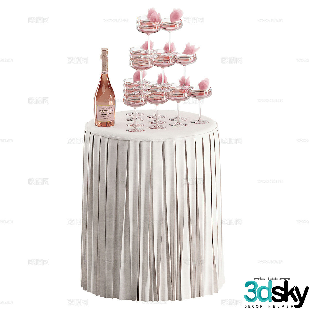 Modern Champagne Glasses Pyramid 3d Model