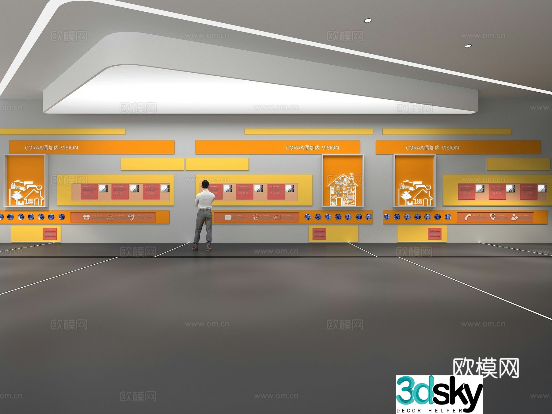 Cultural wall Corporate culture wall Display wall Classroom Exhibition hall Campus culture Corridor 3D model