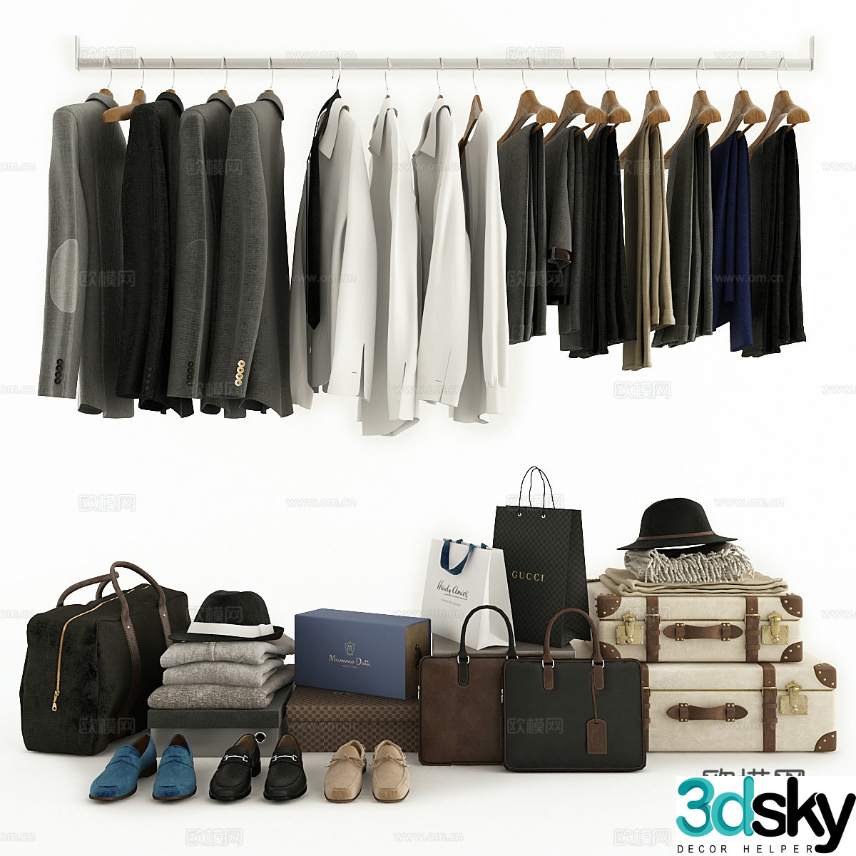 Clothes shoes bags 3d model