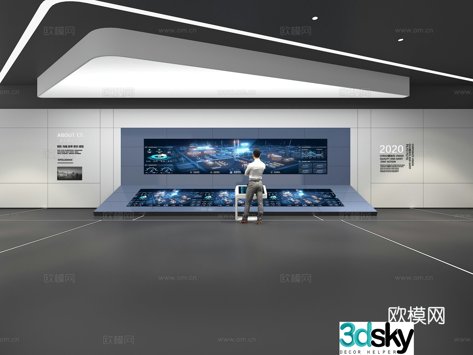 Cultural wall Corporate culture wall Large screen Theme wall Exhibition hall Campus culture Corridor 3D model