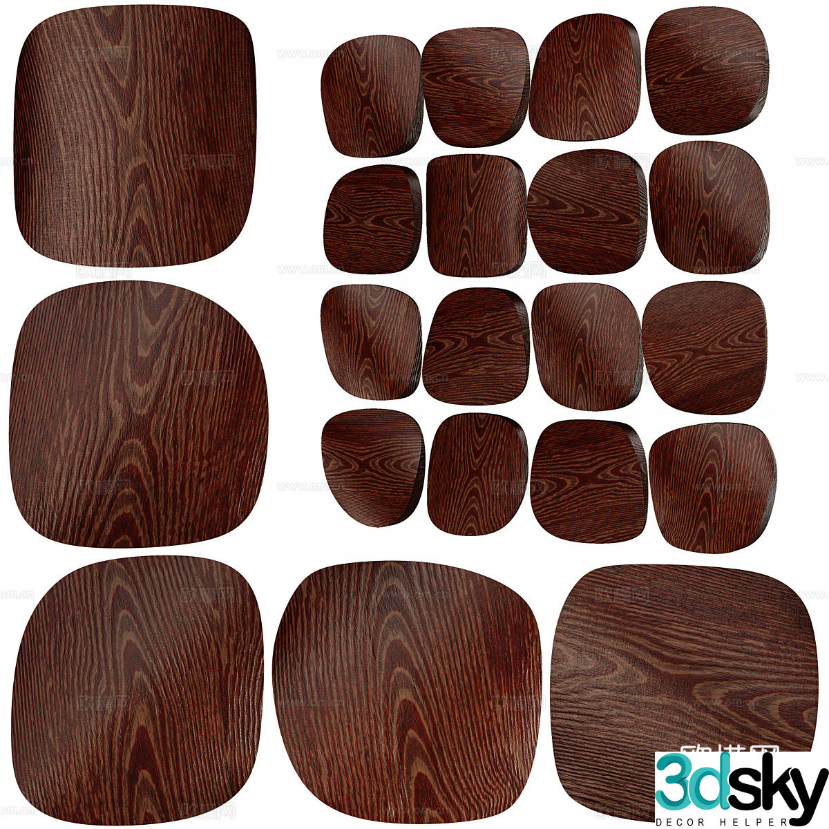 New Chinese-style sculpture wooden wall decoration 3D model