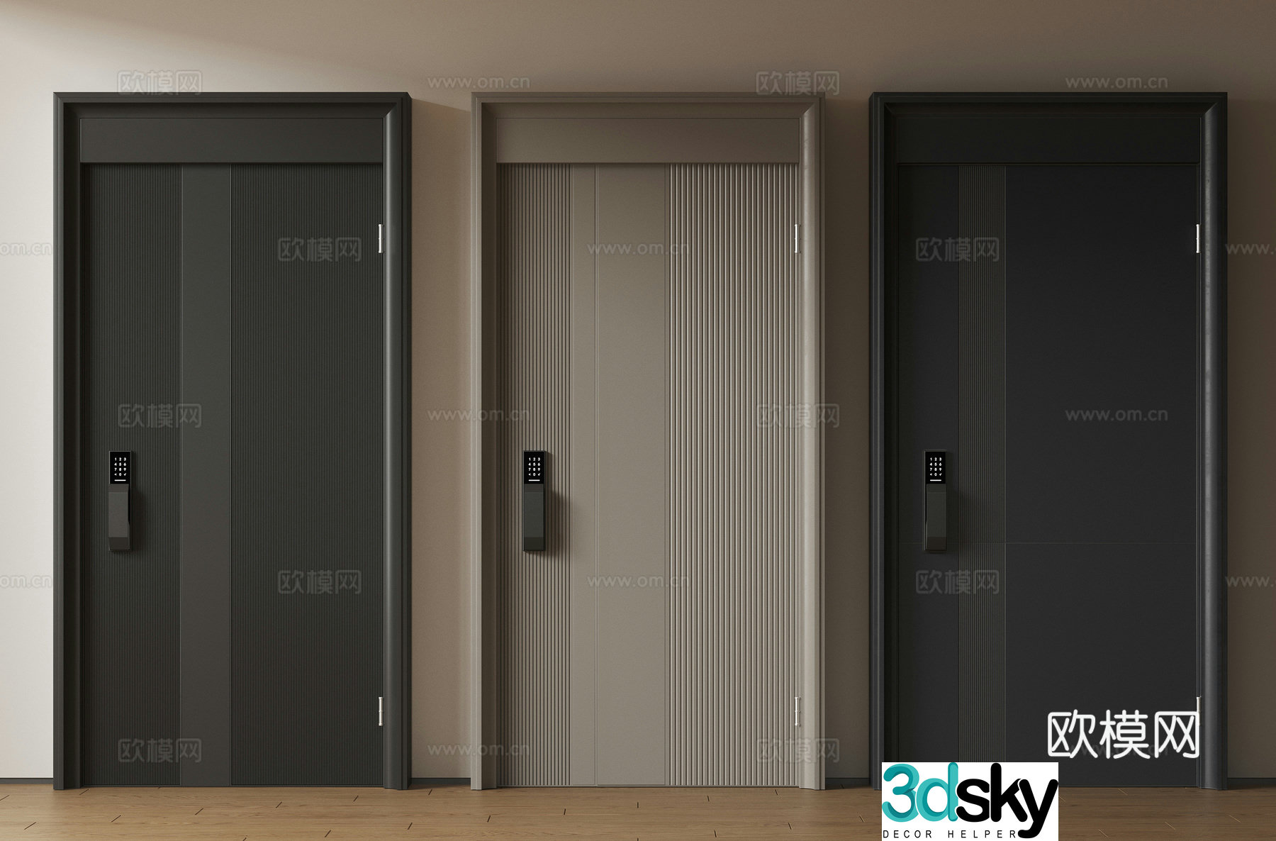 Modern minimalist entrance door medieval security door single opening door mother and child door main door password door 3D model