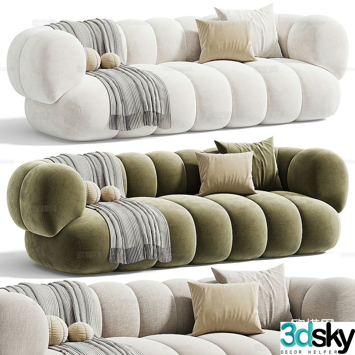 Modern Italian Intermede three-person sofa 3d model