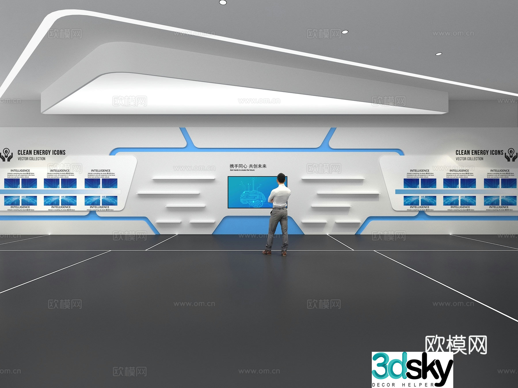 Cultural wall Corporate culture wall Display wall Theme wall Exhibition hall Campus culture Corridor 3D model