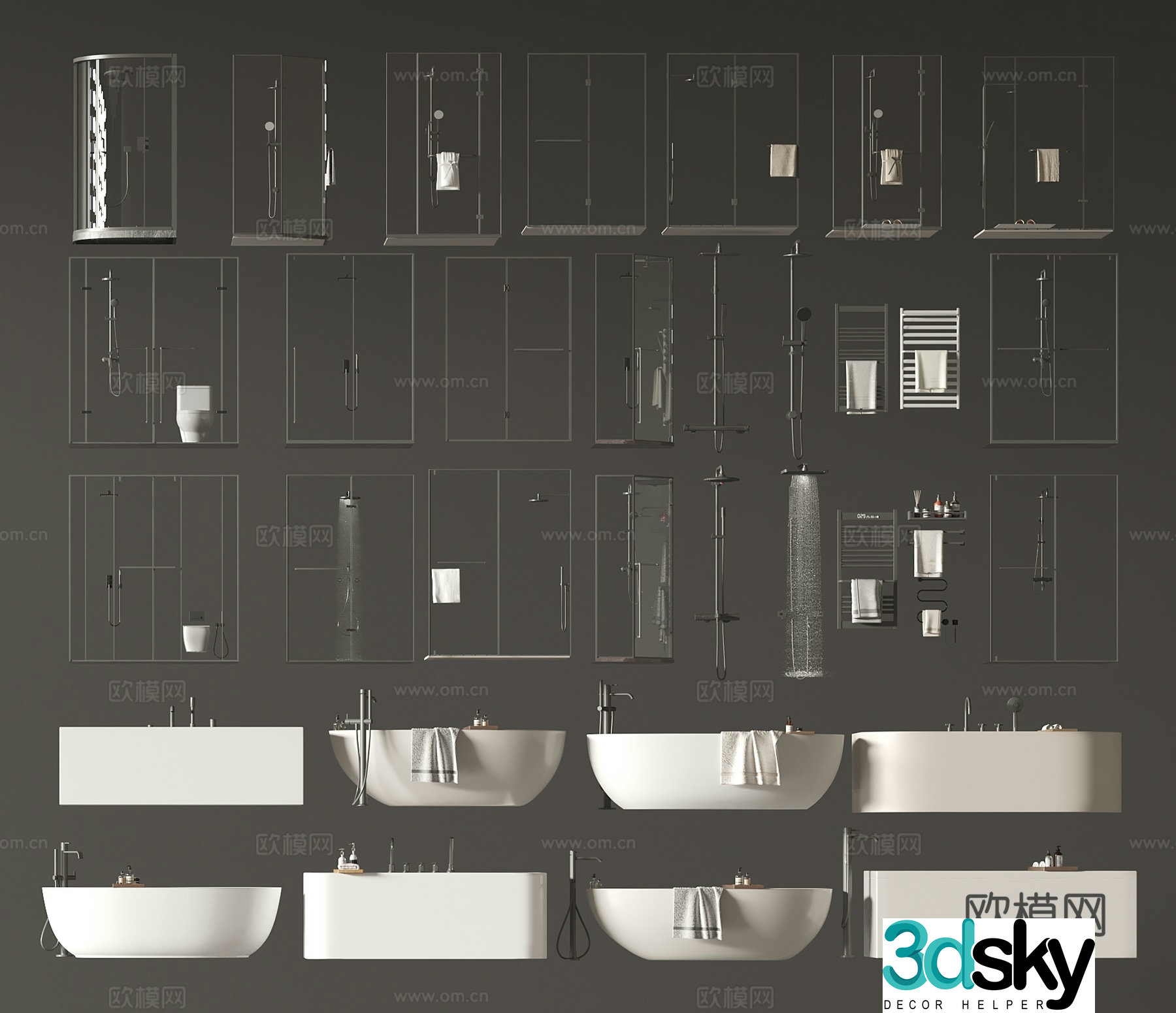 Modern shower room 3d model