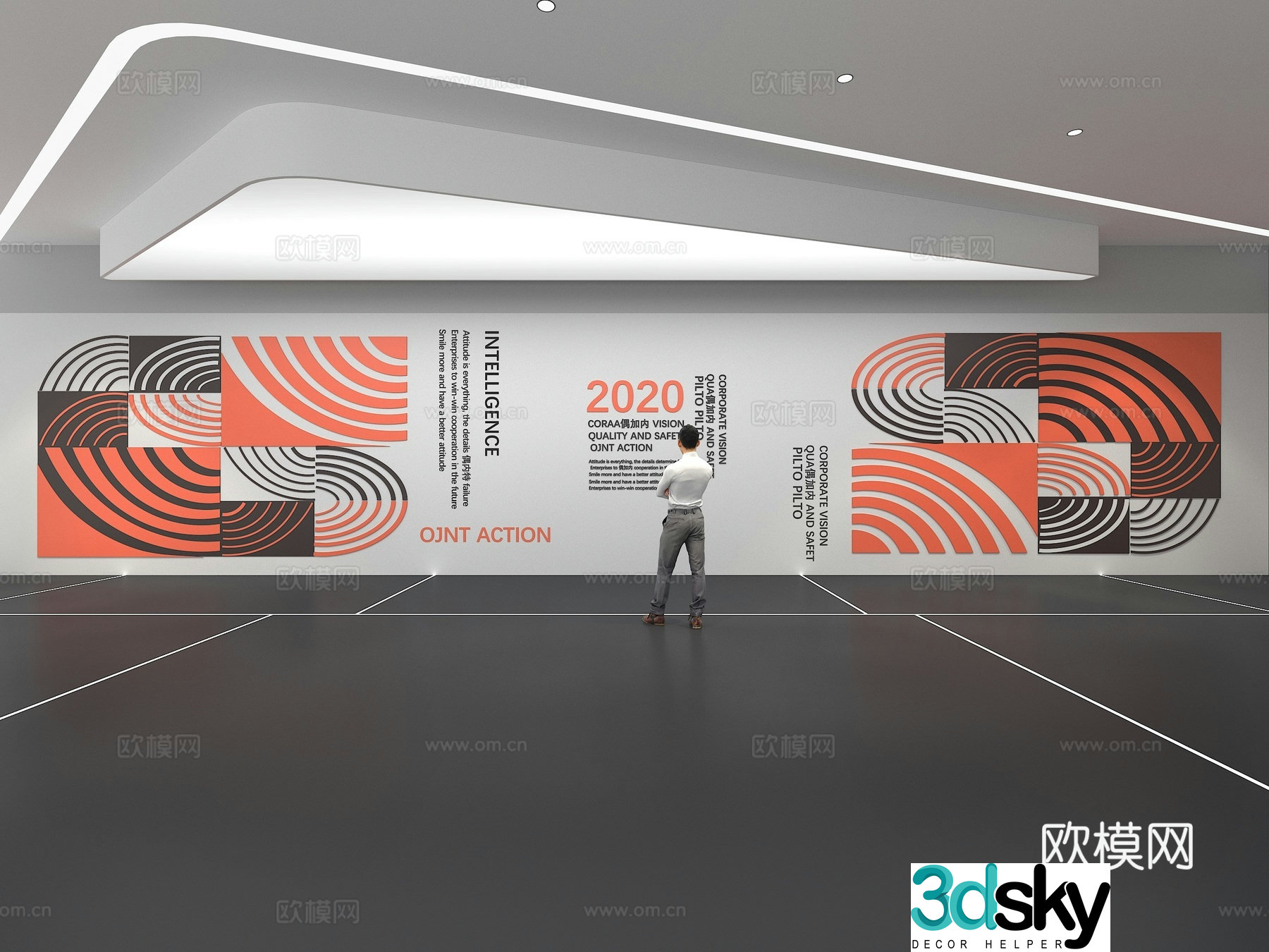 Cultural wall Corporate culture wall Education Theme wall Exhibition hall Campus culture Corridor 3D model