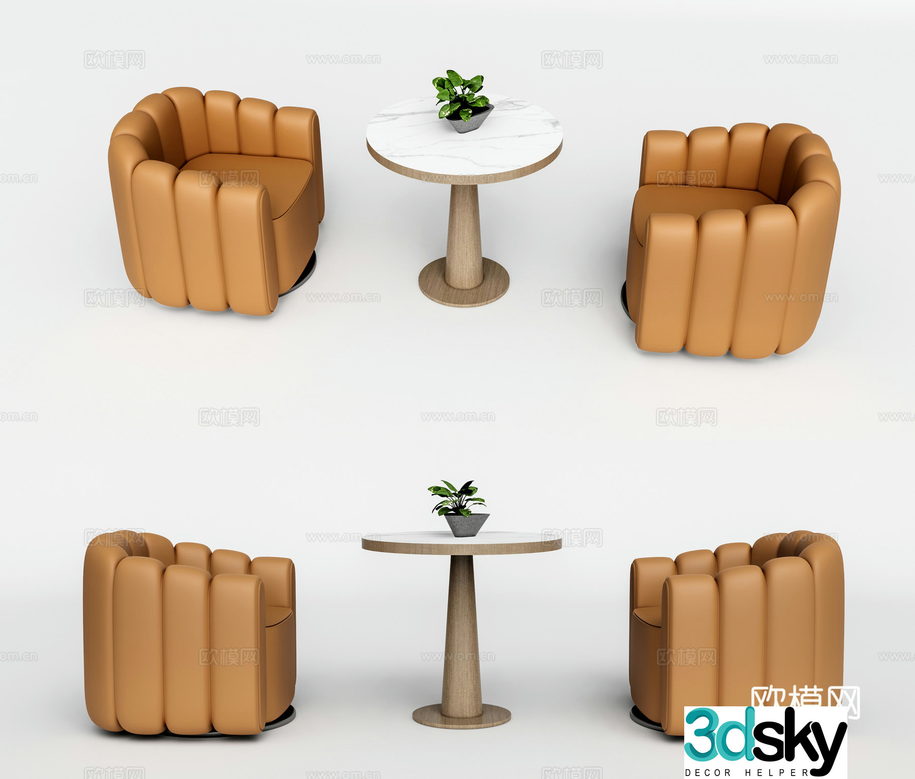 Modern leather single sofa 3d model